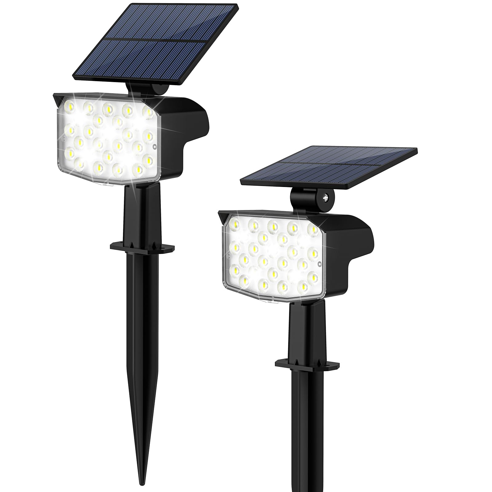 NACINIC Solar Spot Lights Outdoor Waterproof 3 Lighting Modes 2 Pack Cool White