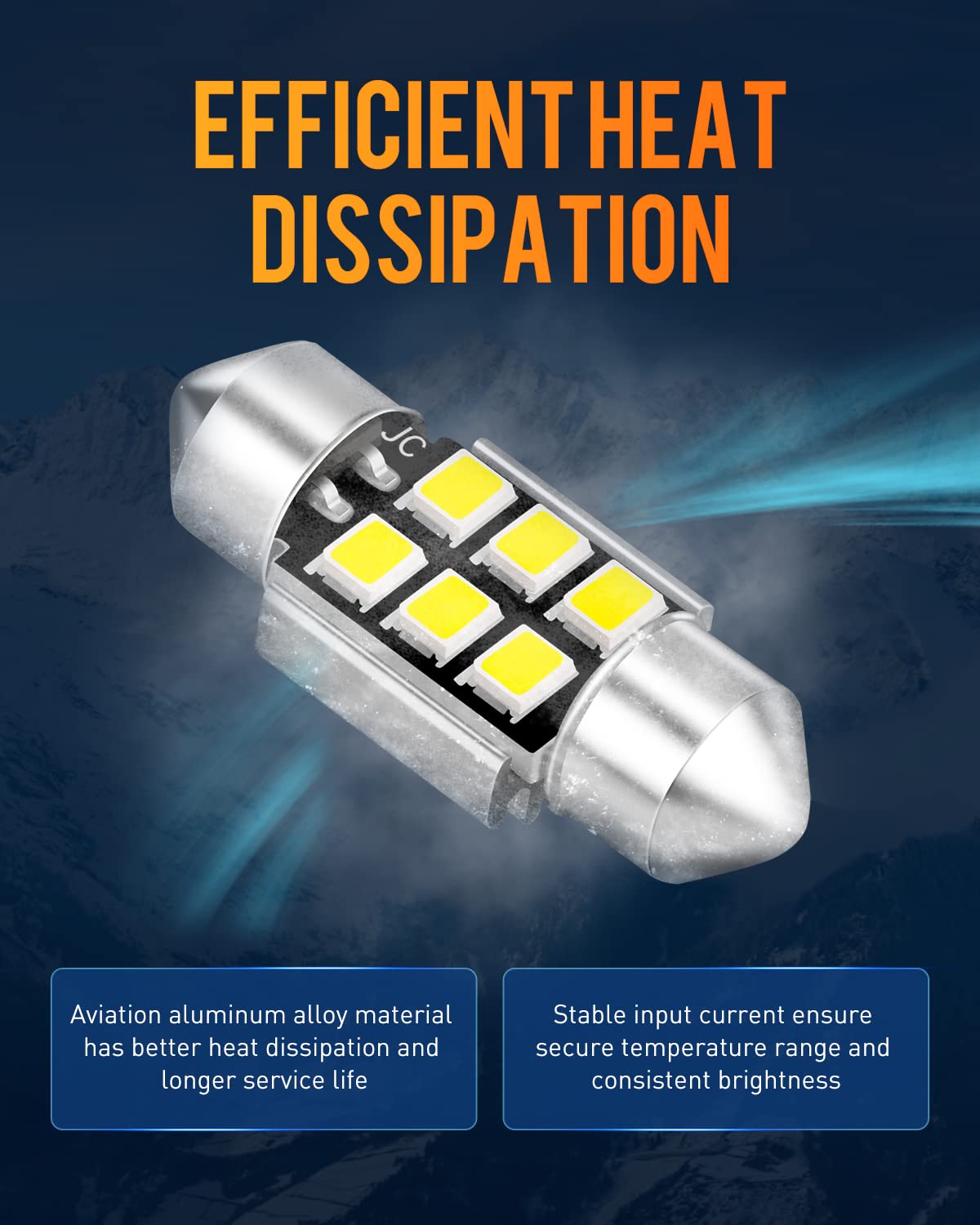 LUYED 2 X Super Bright 2835 6-EX Chipsets Error Free 1.25 inches DE3175 DE3021 DE3022 3175 LED Bulbs Used For Dome light,Xenon W