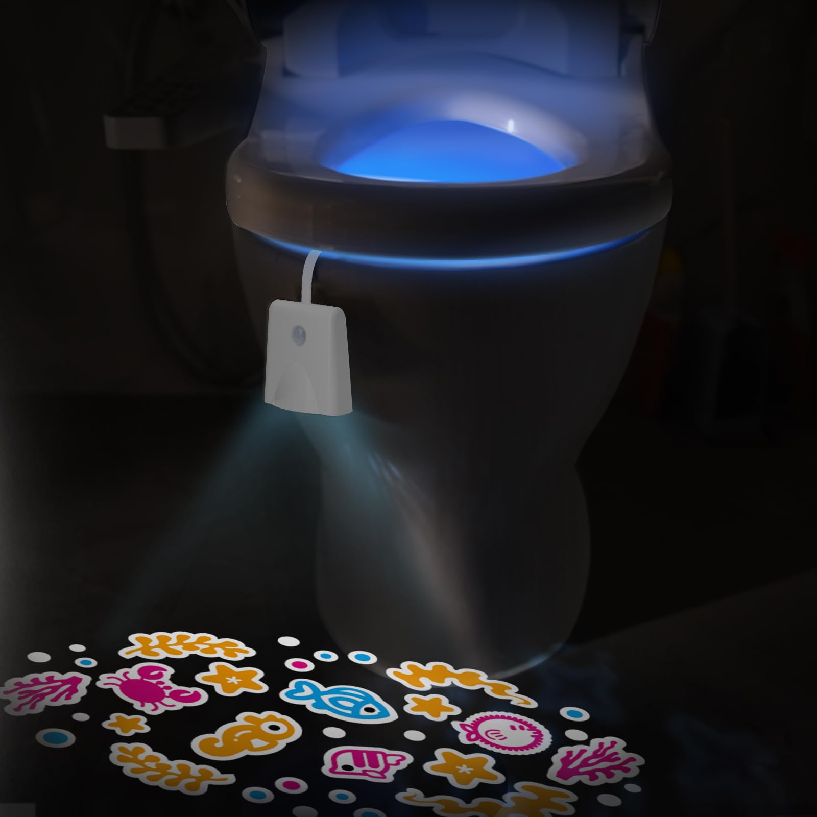 LAVAED Motion Sensor Night Light - 16 Color Changing LED Toilet Light, Rechargeable, Waterproof - 1 Pack (TL4)