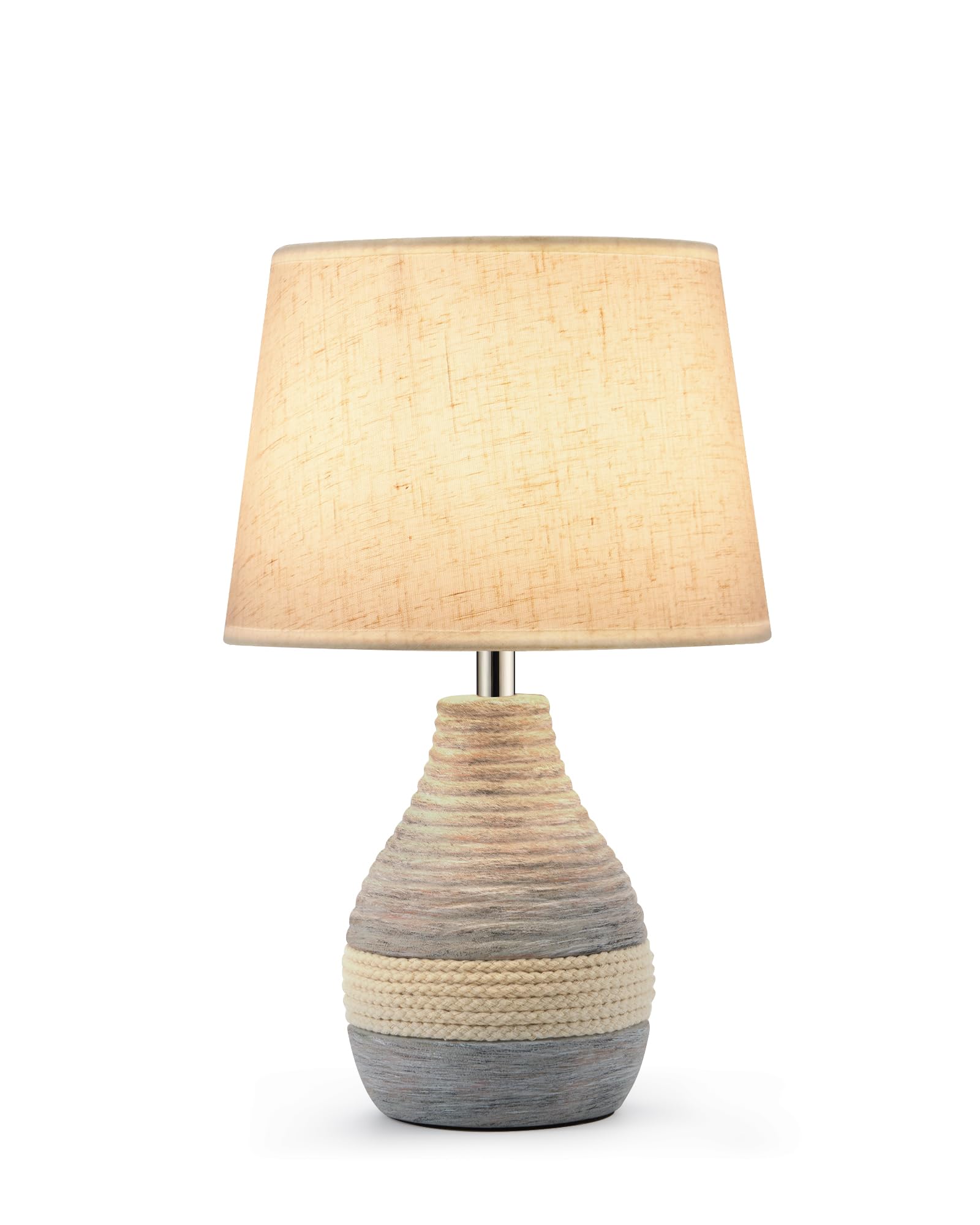 UMEXUS 13  Small Ceramic Cordless Table Lamp with Timer  Dimmer  Linen Shade  Remote Control  Rechargeable Battery Light for Patio Nightstand Kitchen Counter Living Room Side Table  Bulb Included
