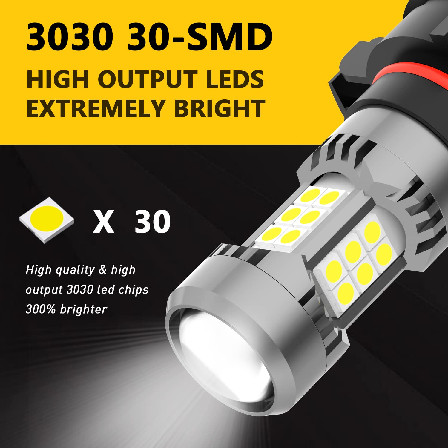 PHINLION LED Fog Light Bulbs PSX24W, 3200 Lumens, 6000K Xenon White, 3030 SMD Chips, DRL Replacement for Cars,