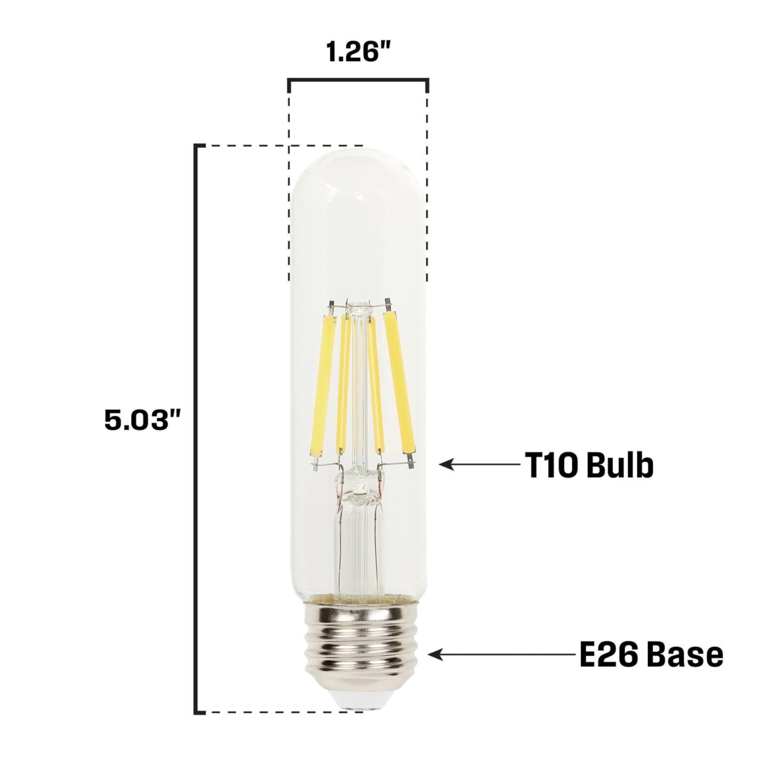 Westinghouse Lighting 5342020 8 Watt (100 Watt Equivalent) T10 Dimmable Clear Filament Led Light Bulb, Medium Base, 6 Pack