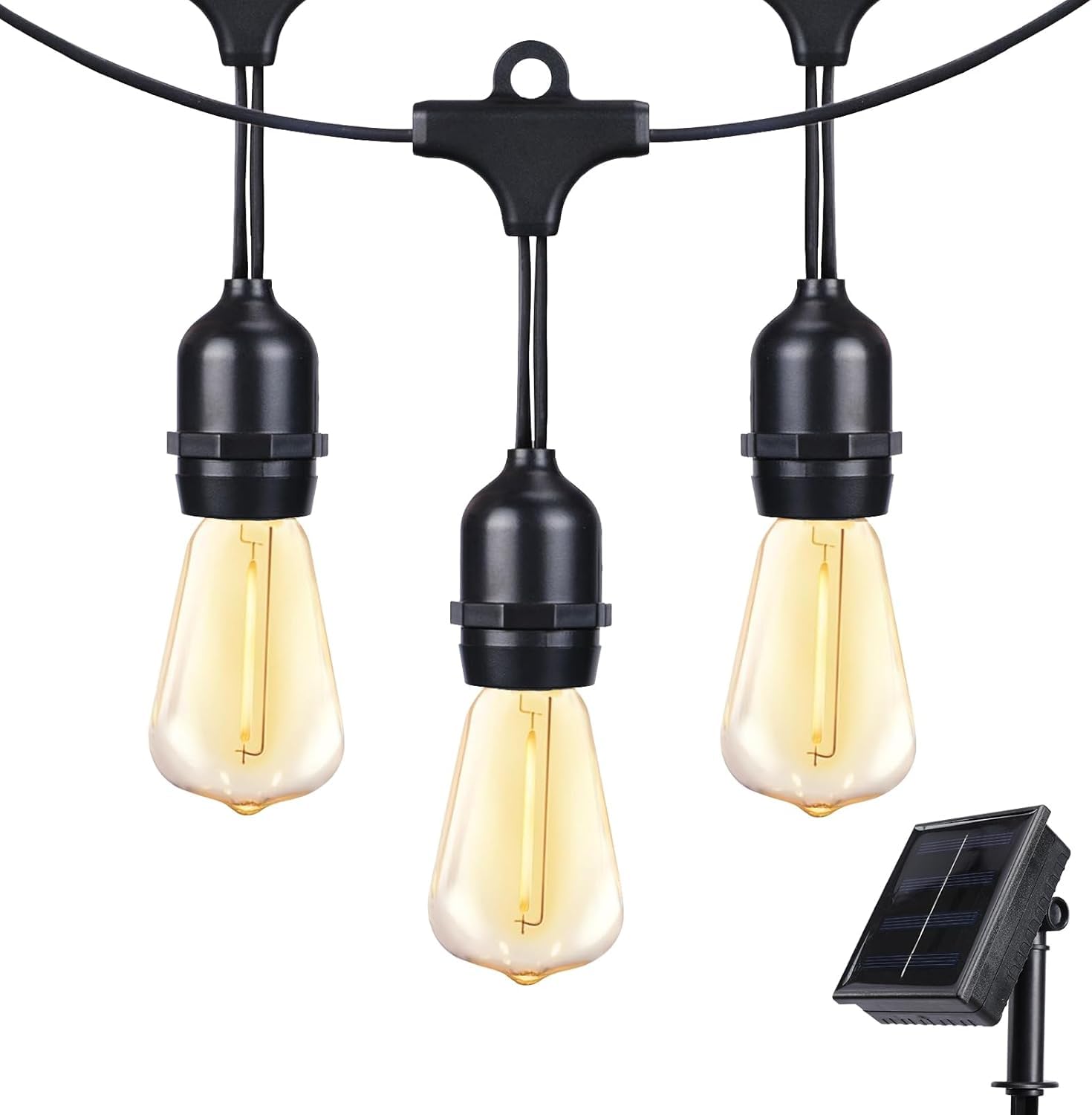 Afirst Solar Outdoor String Lights Waterproof, 12 Feet, 10 Edison Bulbs, Shatterproof Solar Patio Lights for Garden, Backyard, P