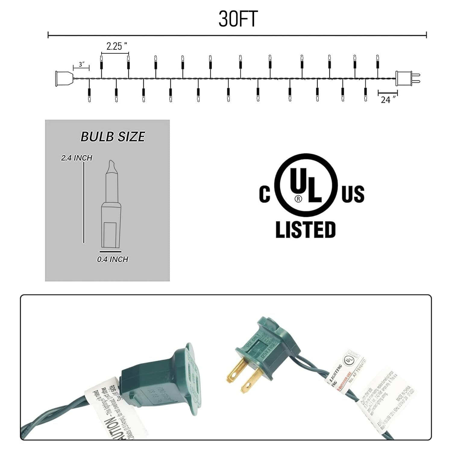 FUNPENY Christmas Lights, 33FT 150 Mini Clear Lights, Warm White, Green Wire, Model ZF-150-3/SB for Indoor Outdoor Decorations