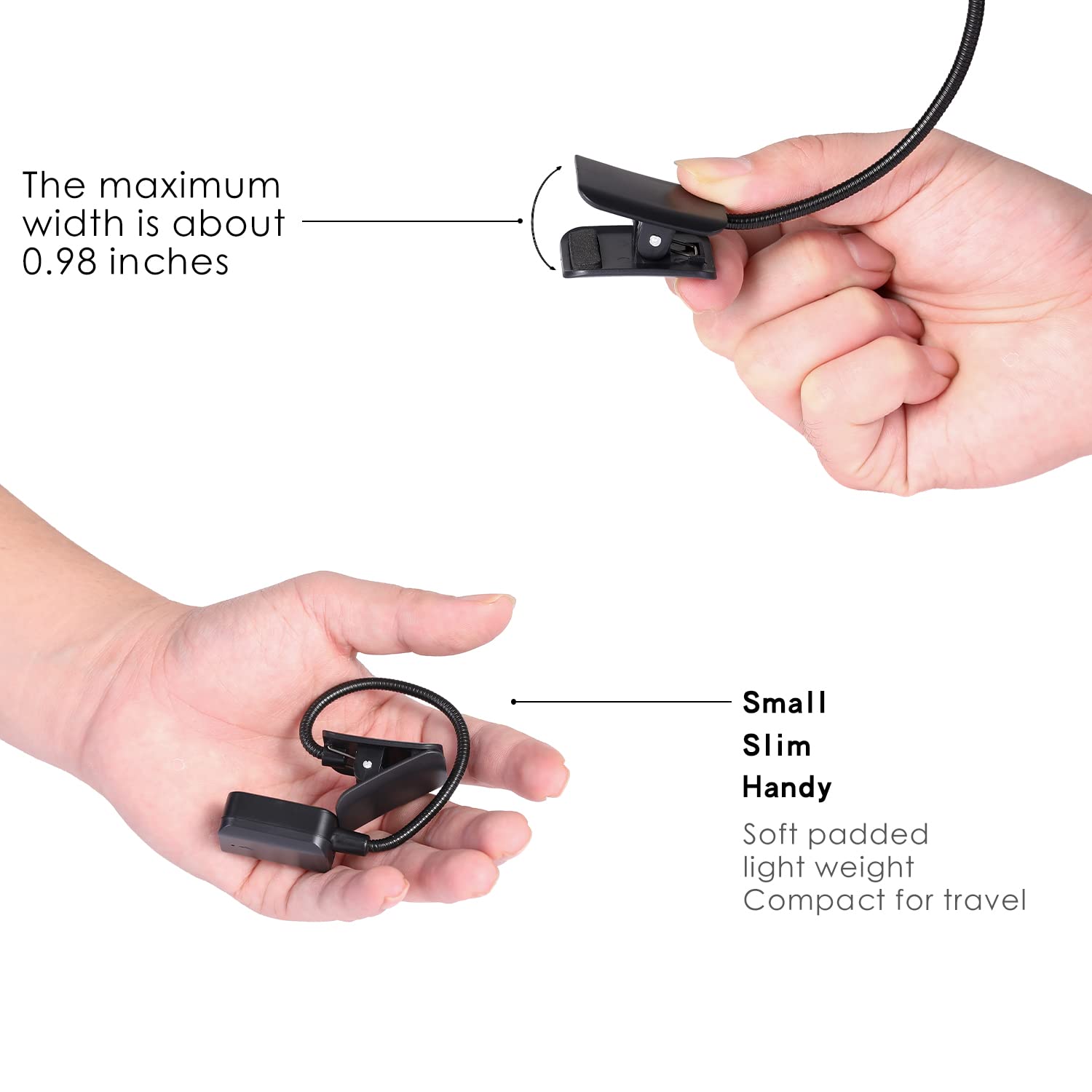 KunHe Rechargeable Book Light, Clip-on, Lightweight, 4 Pack, White, Model KH-J1