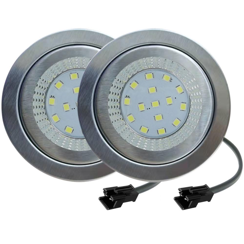 LIDESENMO 2-Pack LED Cabinet Light Bulb 1.5W LED 12V DC for 60mm 2.35in Hole Cooker Bulb Recessed Closet Cupboard Light Clear Gl