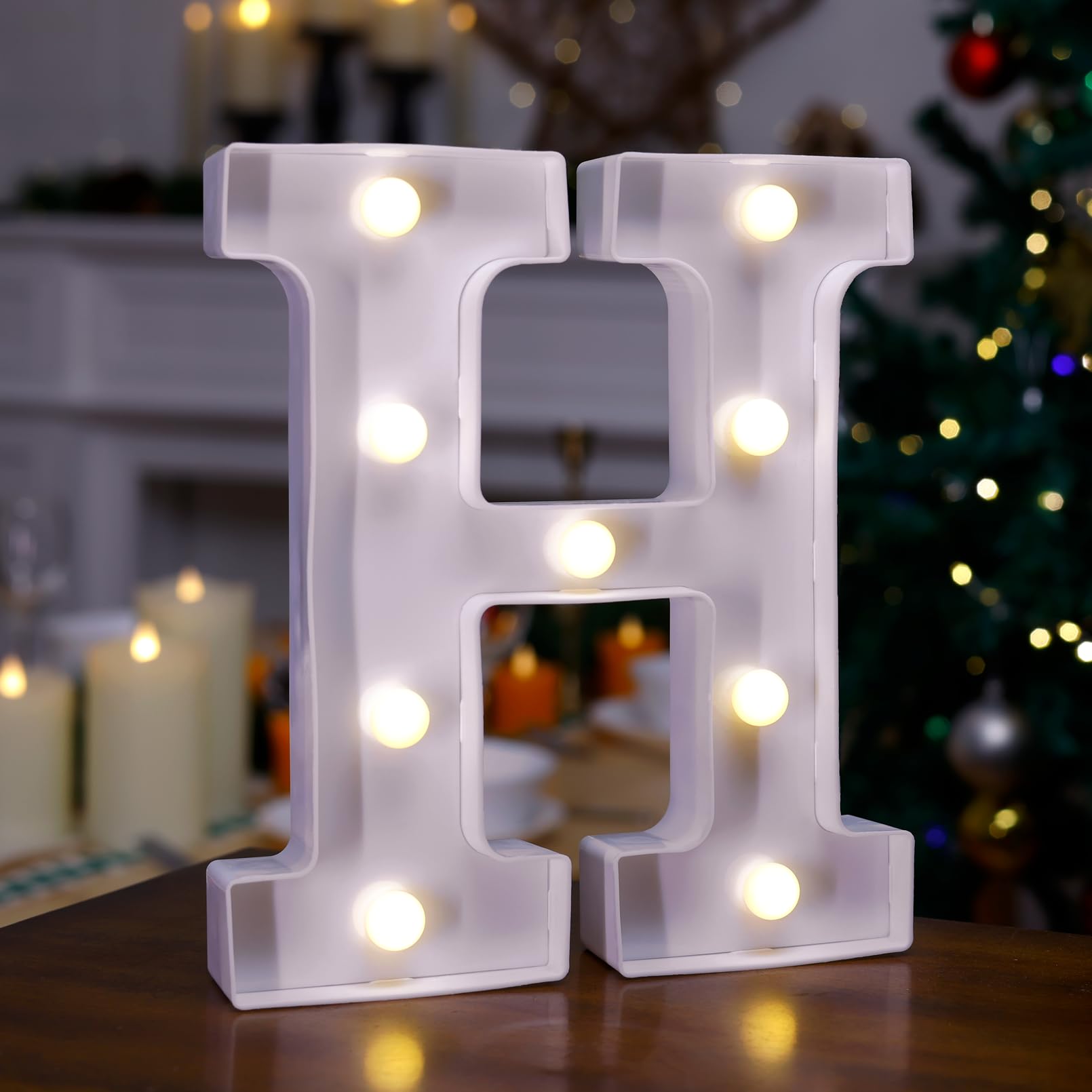 TRONSBOO LED Marquee Sign Light Up Letters, Alphabet Light Up Letters Sign, Battery Powered LED Letter Lights for Night Light, Wedding, Birthday, Party, Christmas or Home Decor (Letter H)