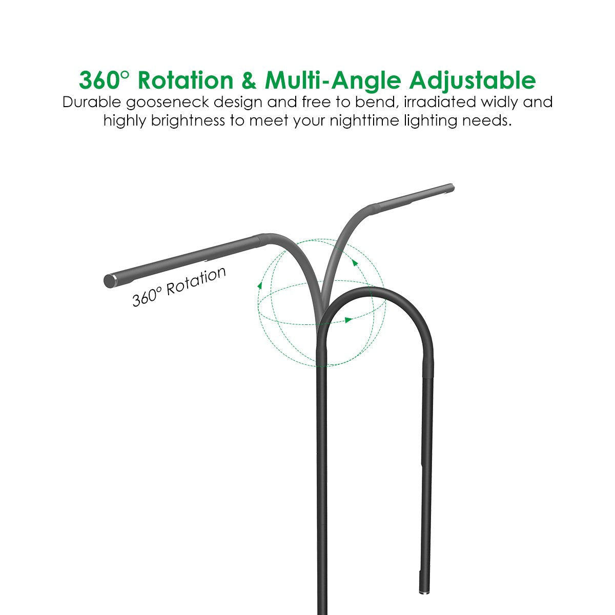 JOLY JOY LED Modern Floor Lamps, Flexible Gooseneck Standing Reading Light W/Stable Base, 4 Color & 5 Brightness Dimmer, Touch &