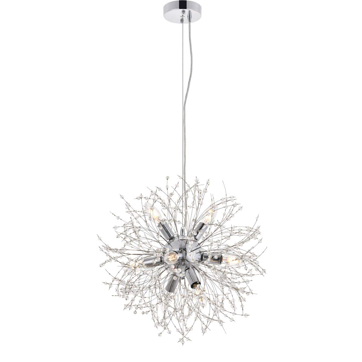 Living District Indoor Modern Home Decorative Bright Ceiling Flores 8 Light Chrome Pendant
