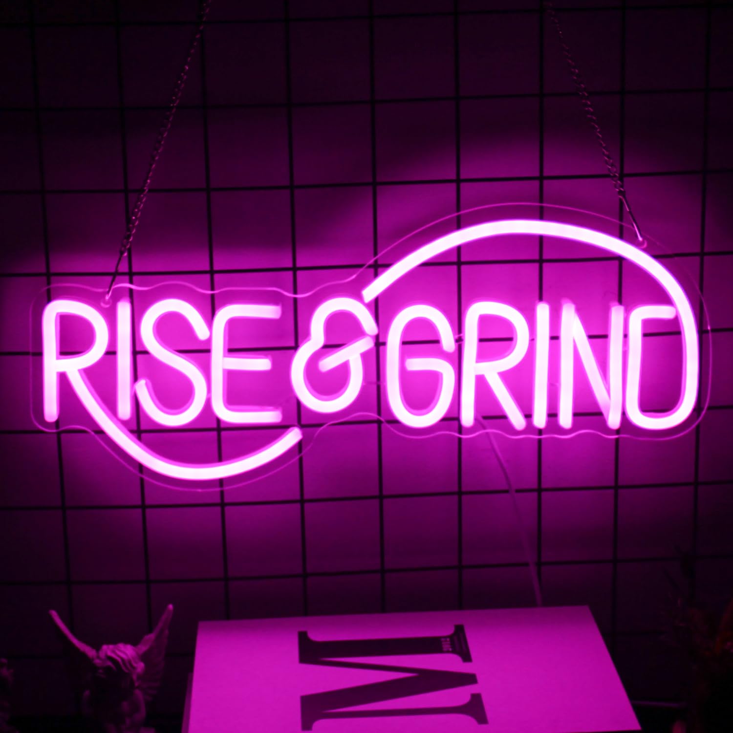 CKTBLEY Neon Sign Motivational Wall Decor LED Light for Bedroom Office Gym - Pink Acrylic