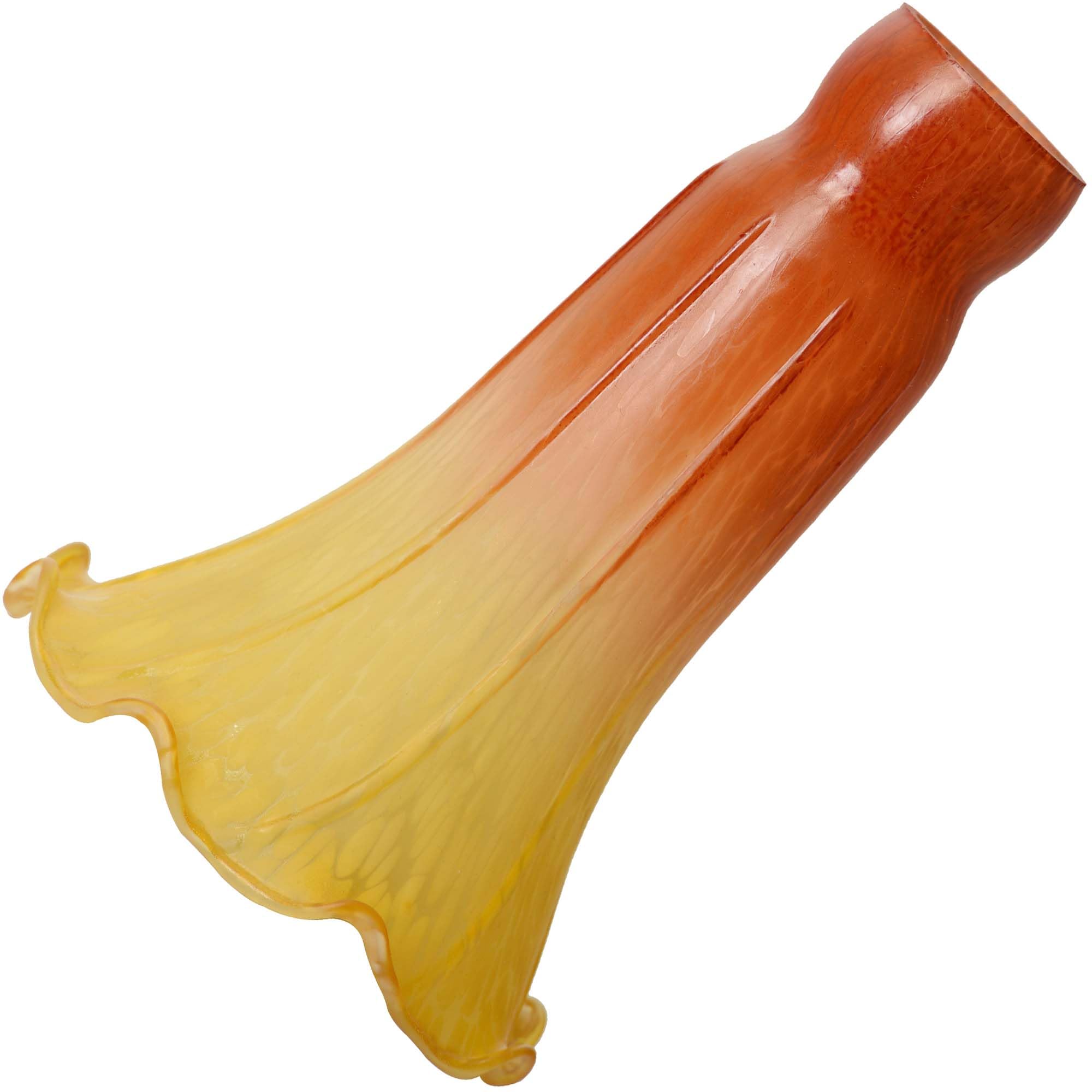 Bieye LS25 Lily Flower Blown Glass Lampshade (Orange Yellow, Opening I.D. 1.26'' x O.D. 1.5'')