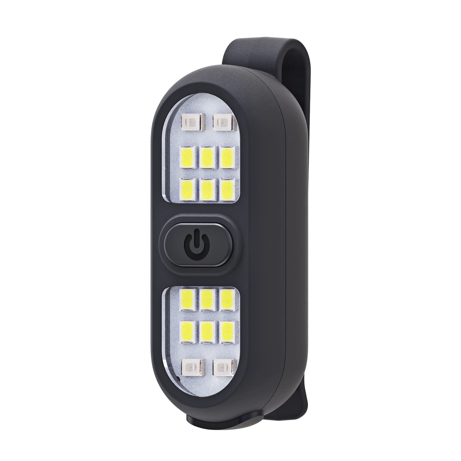 Faxins Clip on Flashlight, Rechargeable LED Running Light, Hands-Free, Portable Work Light, Black, Model CL-01