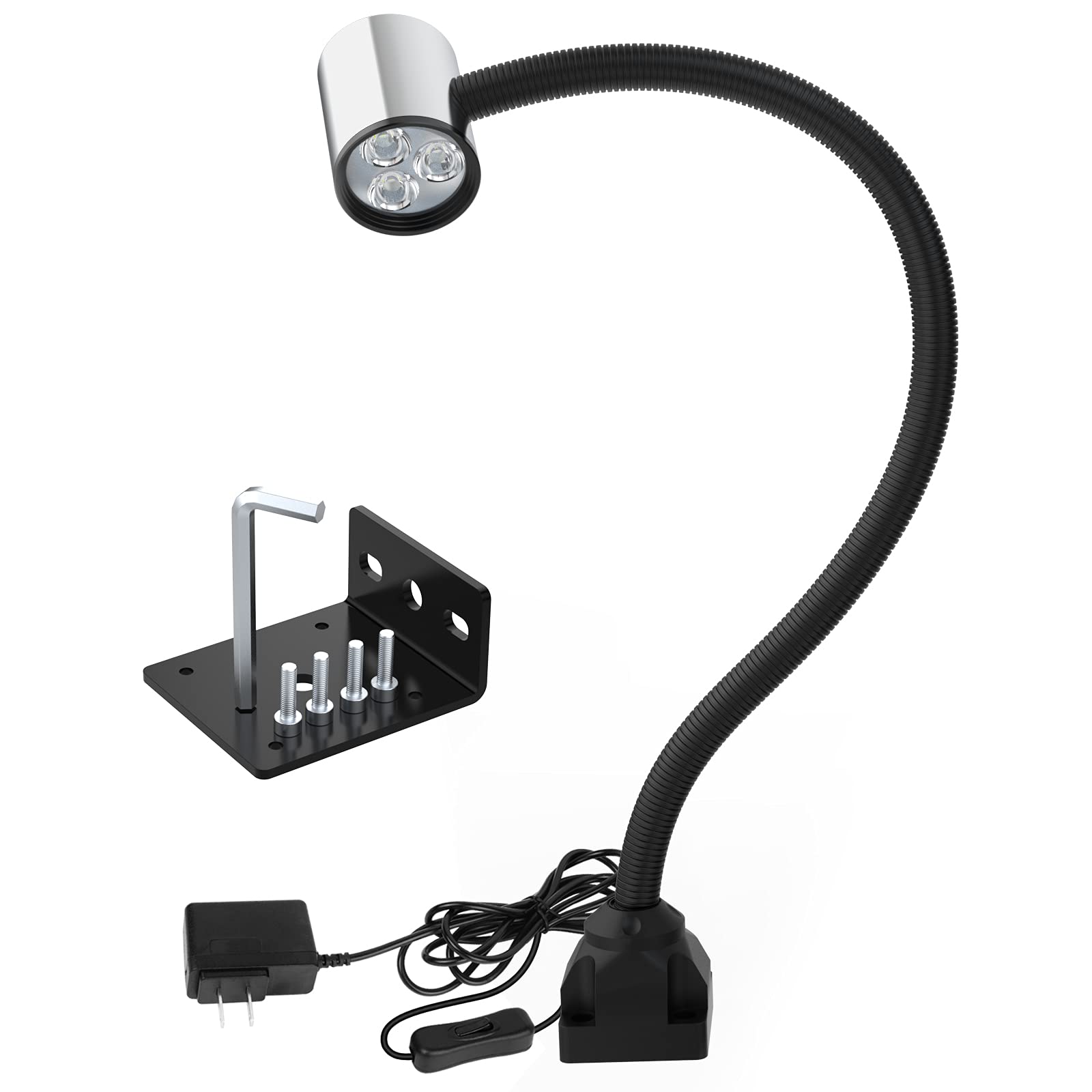 Led Machine Work Light, IP65 Water Proof 23in Flexible Gooseneck Lamp 900 Lumens 120 Volt for Lathe Milling Drill Press Industri