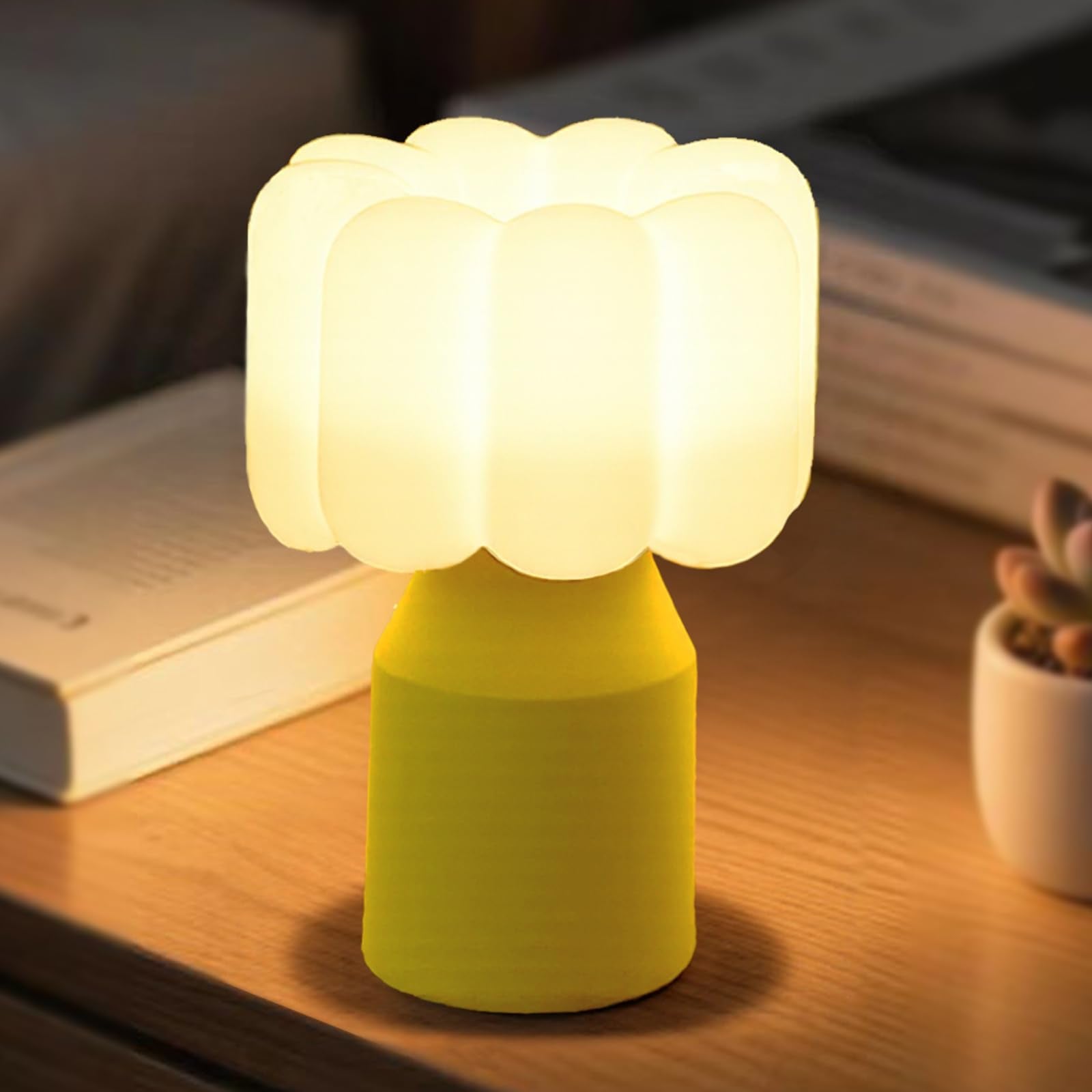 Vivilumens Kids Night Light - Dimmable Touch Control, Rechargeable, 3.14inx3.14inx4.68in, Yellow White, Silicone Rubber, Auto Off
