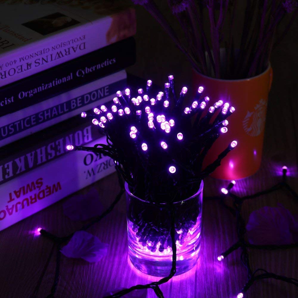 Toodour Solar Christmas Lights, 200 LED, 72ft, Waterproof, Purple, Model DSL-100-200, 8 Modes for Outdoor Decorations