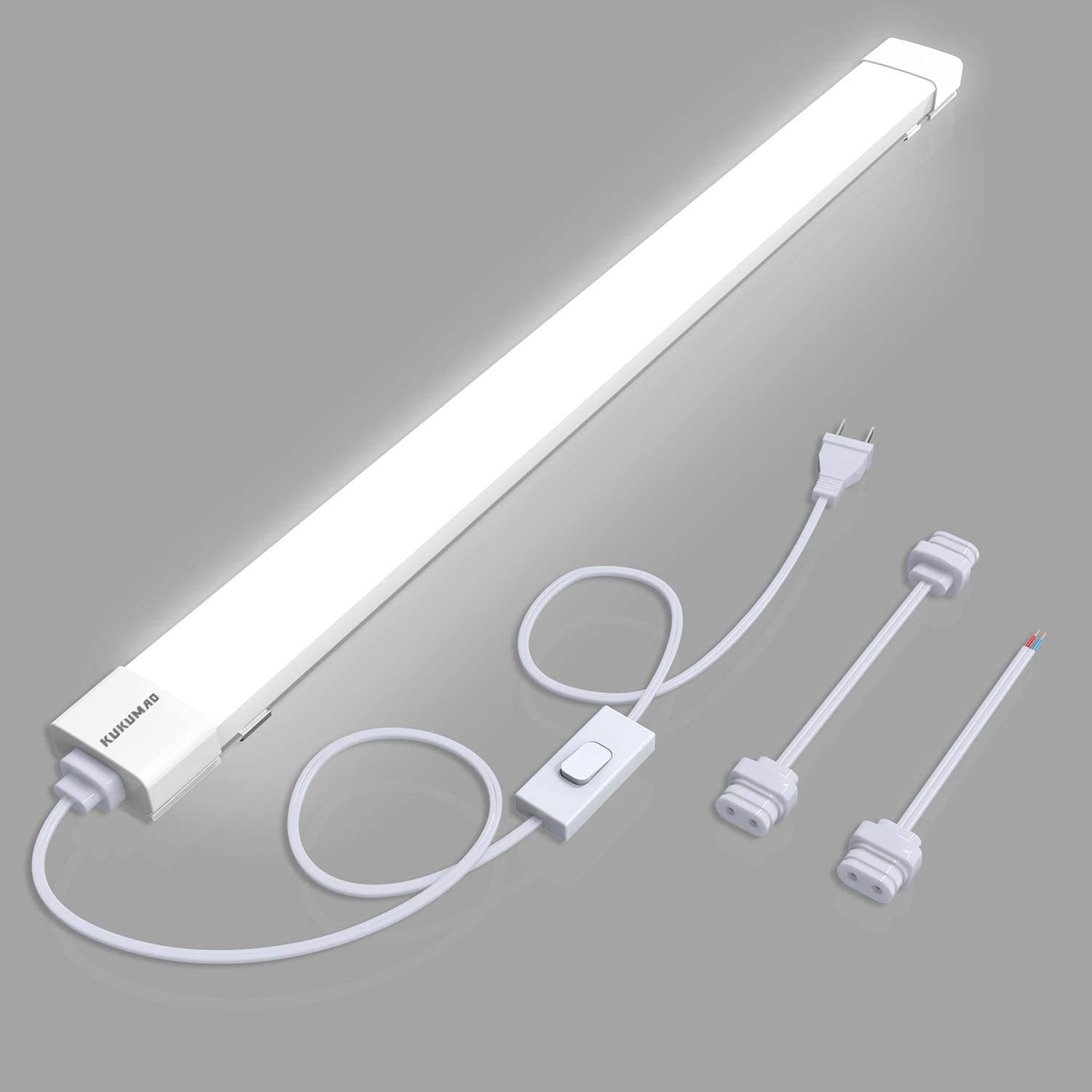Utility Led Shop Lights Fixture With Plug 4Ft 5000K 36W 3600Lm Linkable Waterproof Led Closet Light Under Cabinet Light Ceiling