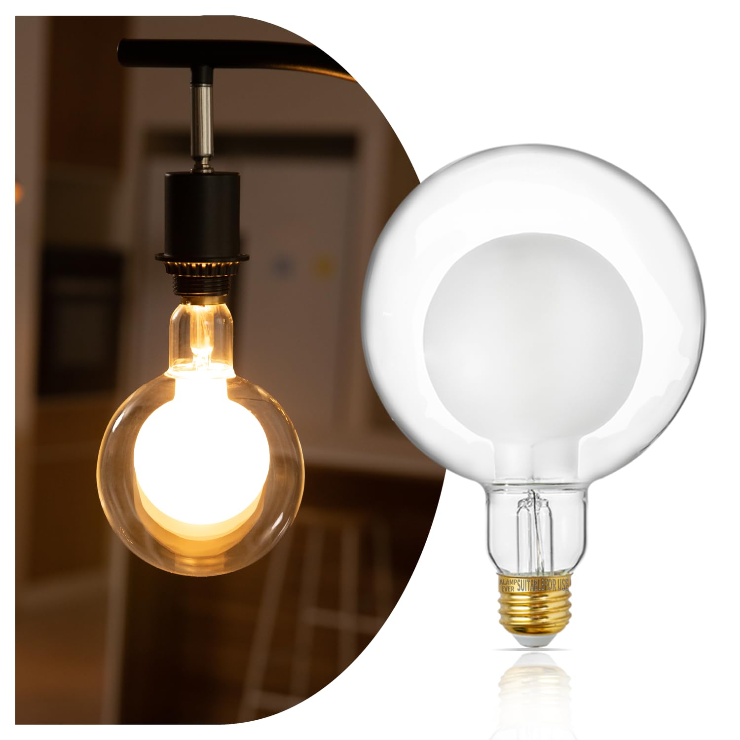 ALAMPEVER Large Globe LED Light Bulbs, 7W Equivalent to 40W, 2700K Soft White, E26 Base, G125 Model, Frosted Glass, 400