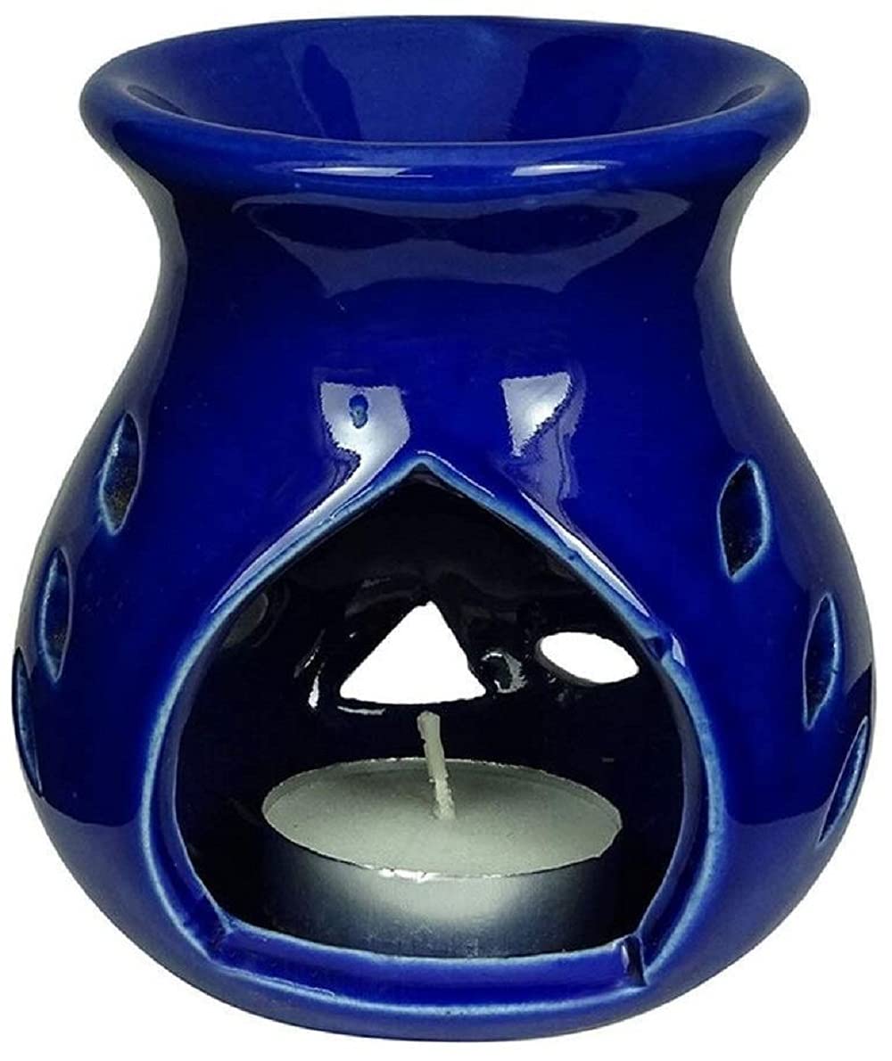 RTWARE Ceramic Clay Candle Operated Aroma Burner Oil Diffuser for Home Fragrance (Blue)