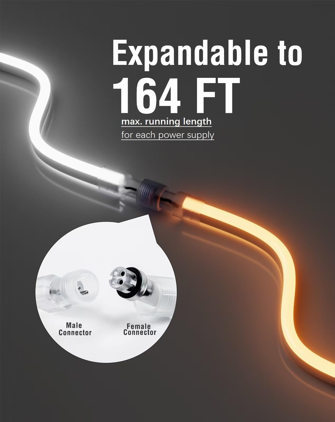 Shine Decor Led Neon Rope Lights 120Vac  120Leds/M Lum Strip Lighting End Extendable 2500K Warm White 65Ft  Water & Cold Resistant For Outdoor Indoor  4520Lm Bright 8X16Mm Etl Listed