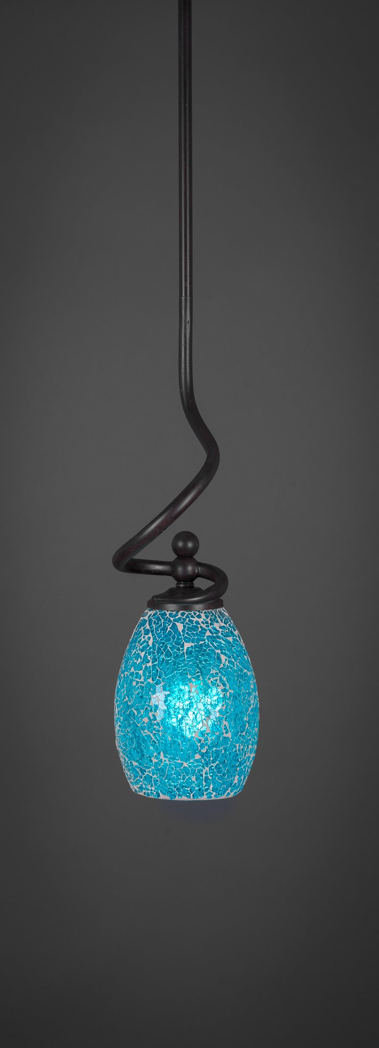 Toltec Lighting 901-DG-5055 Capri Stem Mini Pendant with Hang Straight Swivel with 5 Inch Turquoise Fusion Glass, Dark Granite Finish