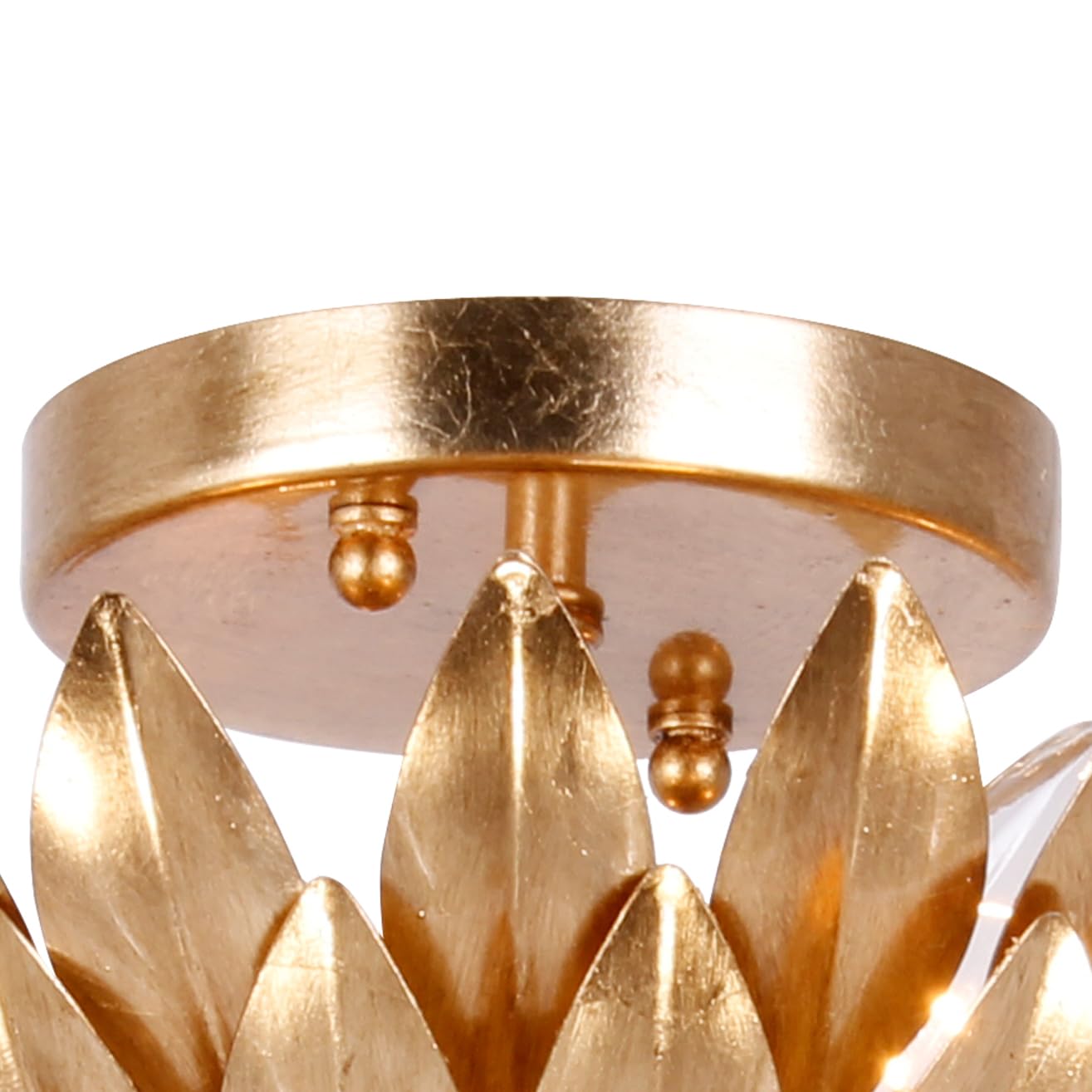 Crystorama Broche 4 Light Semi Flush Mount, 16in W x 8.25in H, Antique Gold, Alloy Steel, Model 505-GA