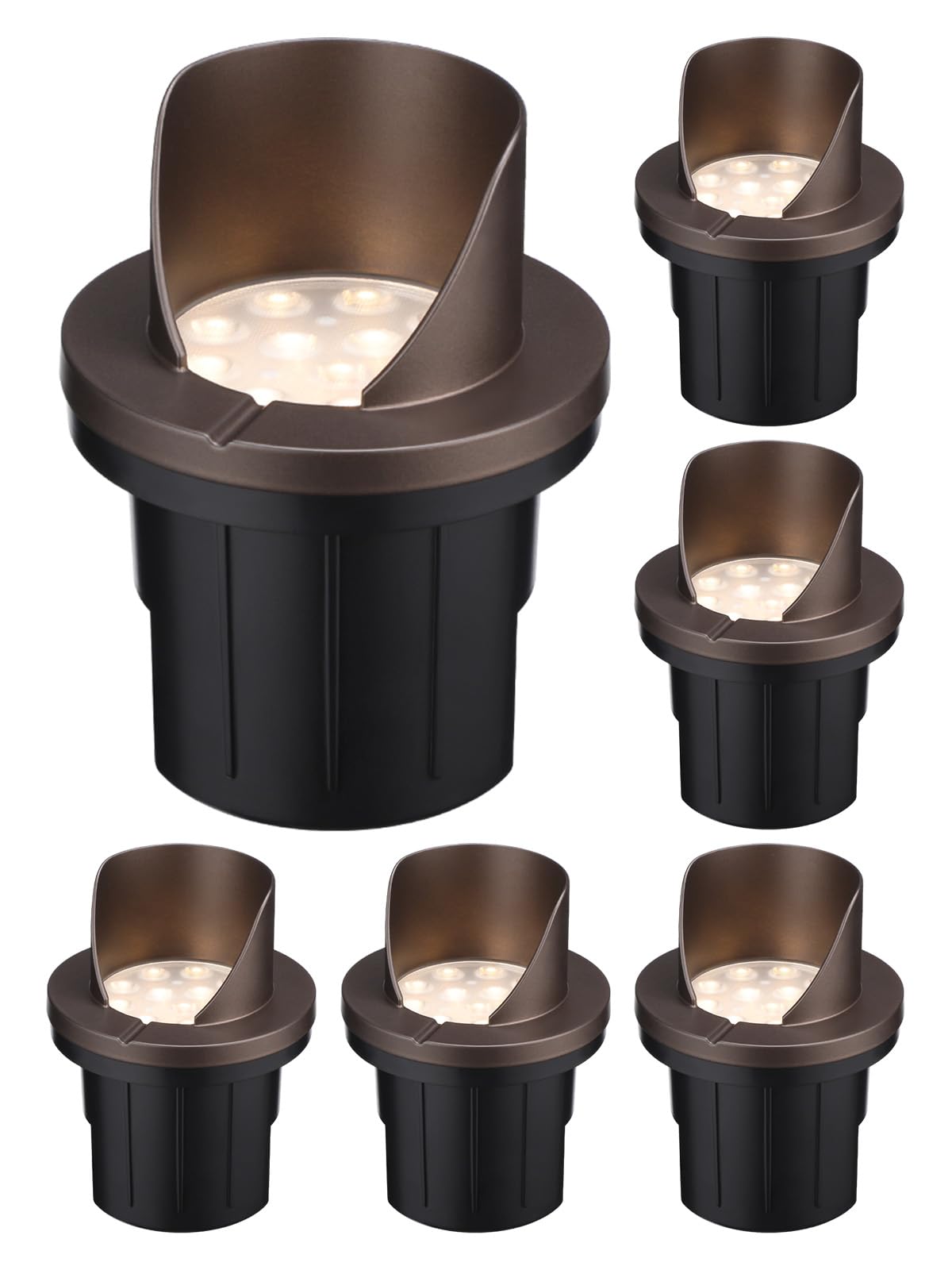 LEONLITE LED Well Lights, 6W Low Voltage Up Lighting, IP67 Waterproof, 5.15 Inch, Oil-Rubbed Bronze, Model 21736, Pack of 6