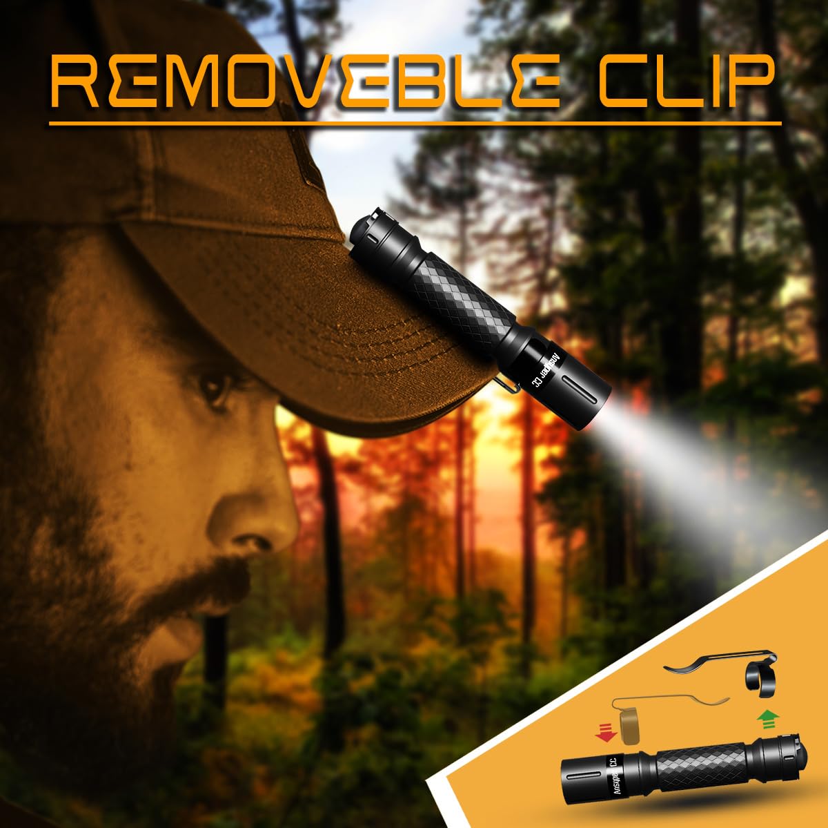 Ansyper CC Mini LED Flashlight, 3 Modes, 3.4 in, Aluminum, Black, Model SF 8000, Water-Resistant, Compact Pocket Torch