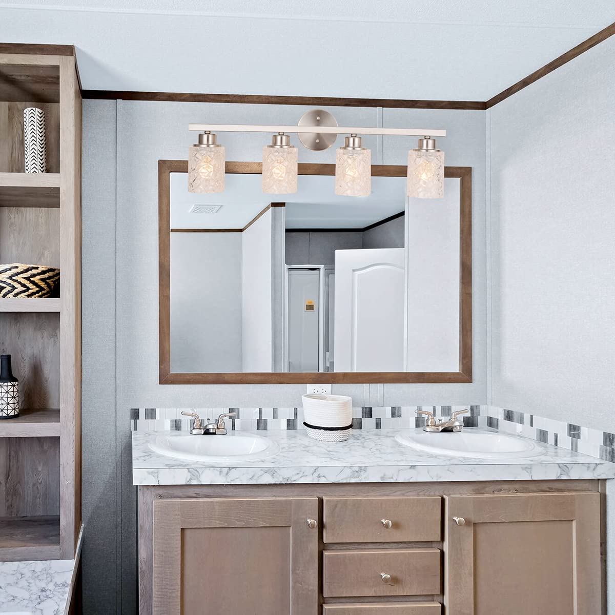 ALICE HOUSE Vanity Lights, 4 Light Wall Lighting, Brushed Nickel, ETL Listed, Model AL9082-W4