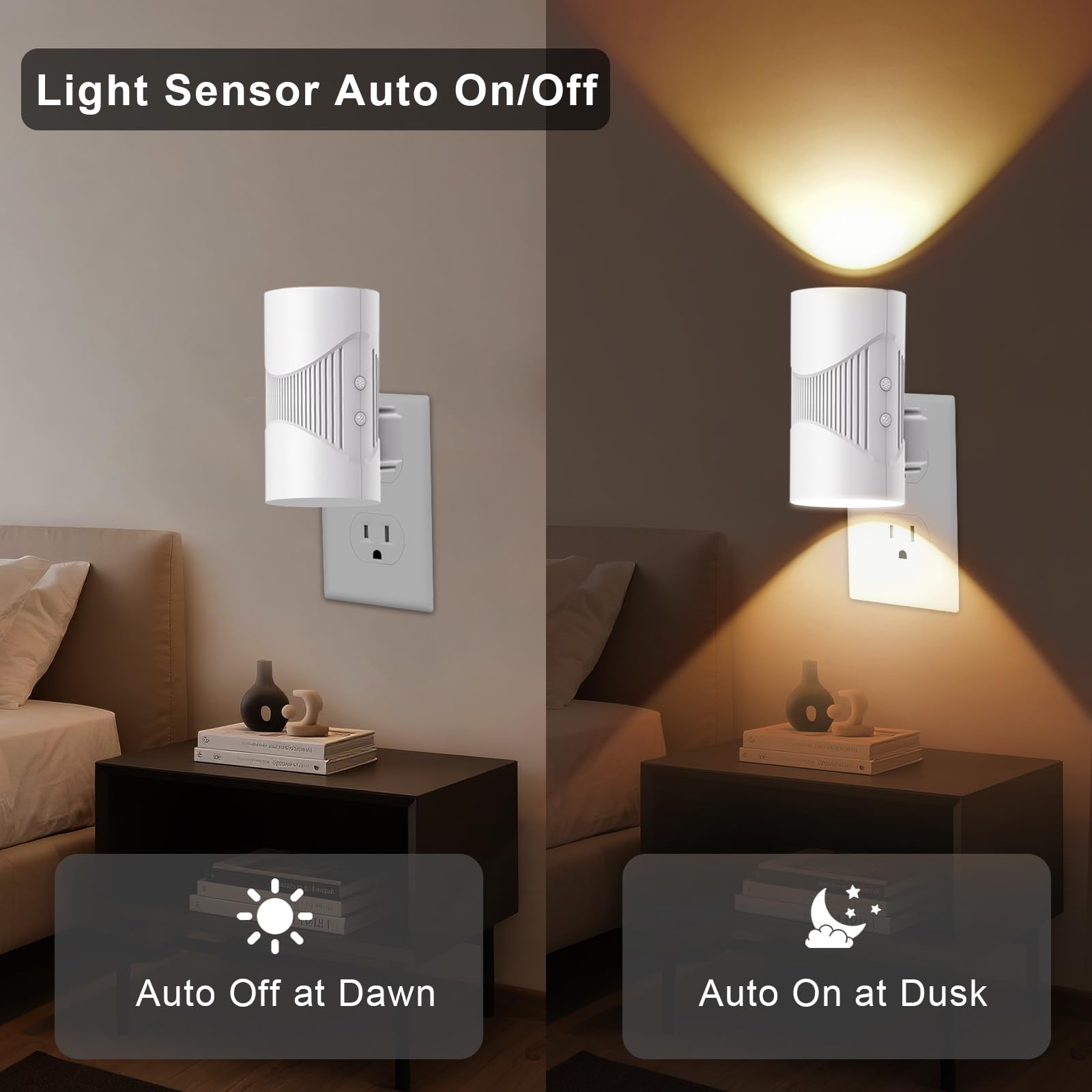 easuntec Night Light,Night Lights Plug into Wall,Warm Led Night Light,Dusk to Dawn Light Sensor,3 Light Modes,Dimmable Night Lig