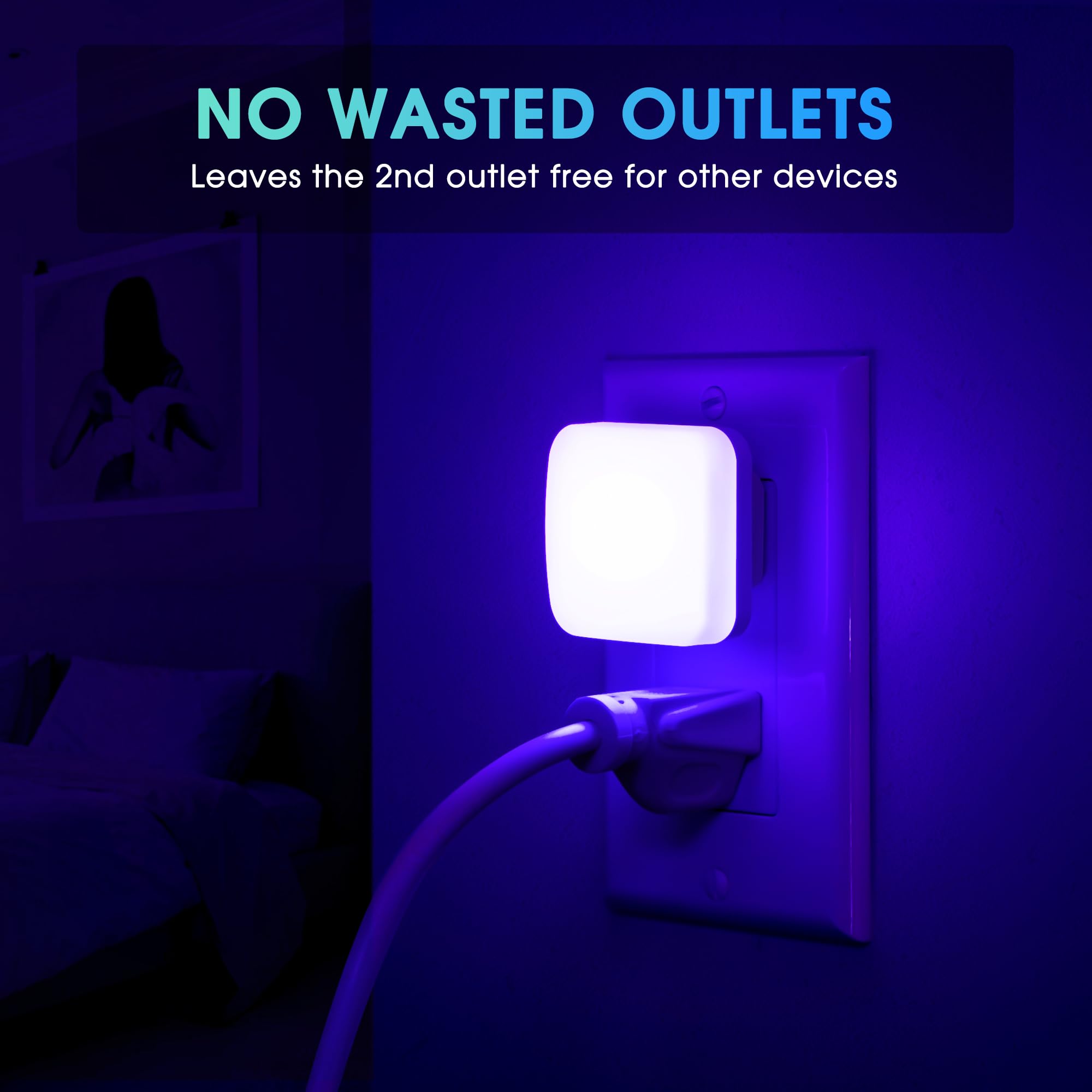 Briignite Blue Night Lights, 0.3W Dusk to Dawn Sensor, 2 Pack Plug-in LED for Kids, Bathroom, Bedroom, Model GY104B-2