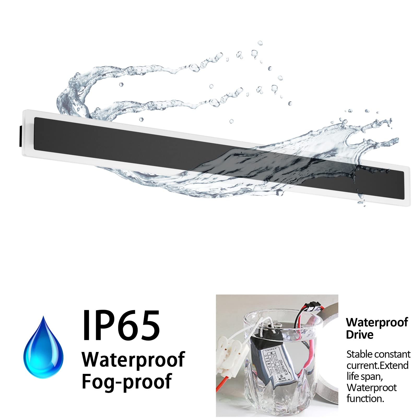 Aipsun 2 Pack Black Outdoor Wall Light - 39.4" Modern LED Sconce, 3000K for Living Room & Corridor