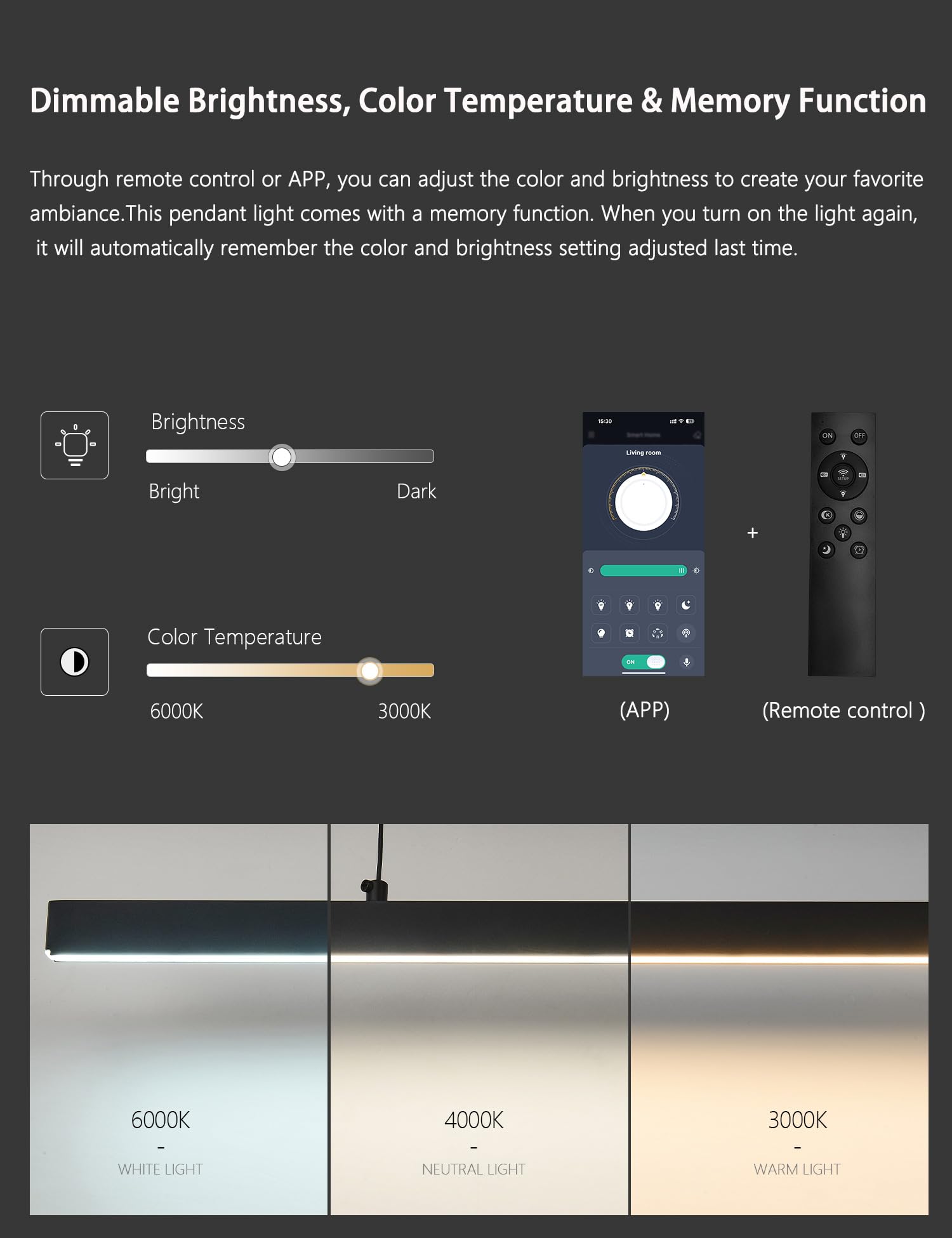 HUASHARE Modern Black Linear Pendant Lights Kitchen Island Lighting Minimalist Led Chandeliers Pool Table Light Dimmable Ceiling