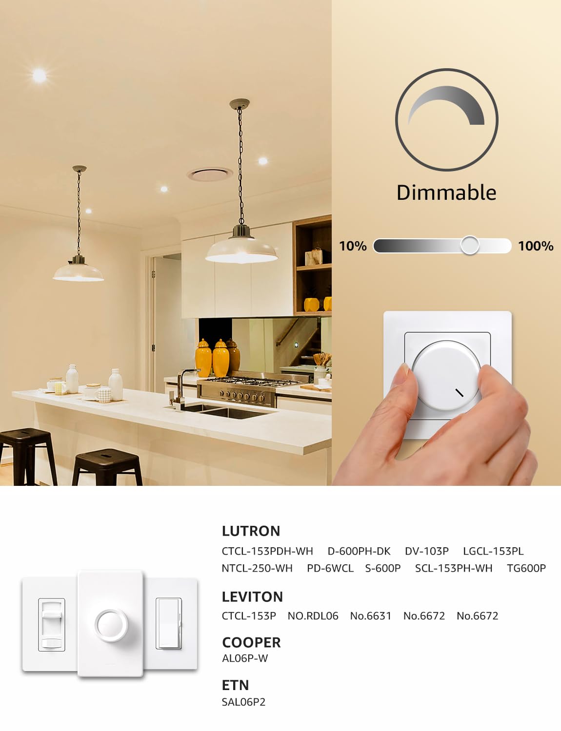 Lepro Dimmable LED Light Bulbs 60W Equivalent, 9.5W 800LM, A19 E26, Warm White 2700K, 5 Pack