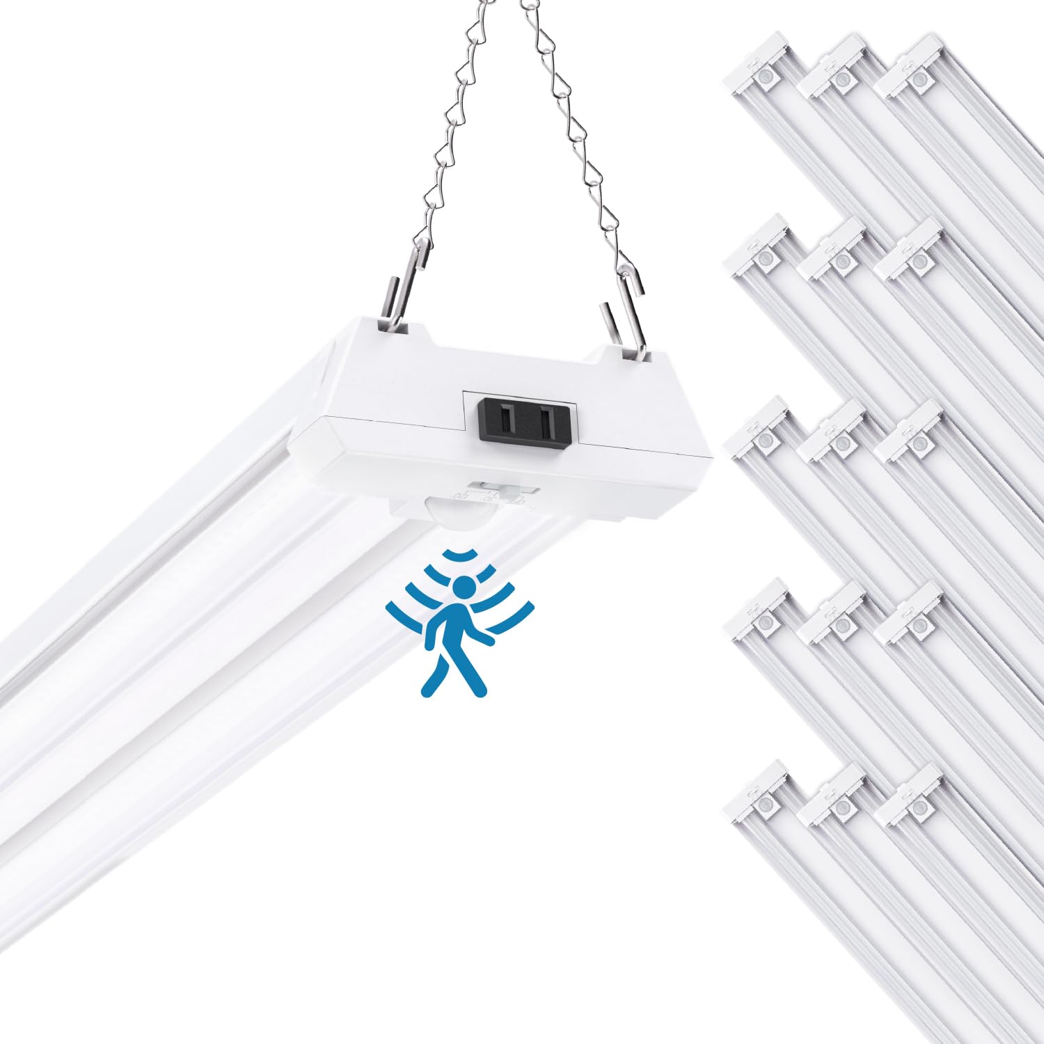 Sunco 15 Pack Motion Sensor 4ft LED Shop Light, Garage Lights Ceiling LED Plug-in Fixtures, 40W, 5000K Daylight, 4300 Lumens, Fr