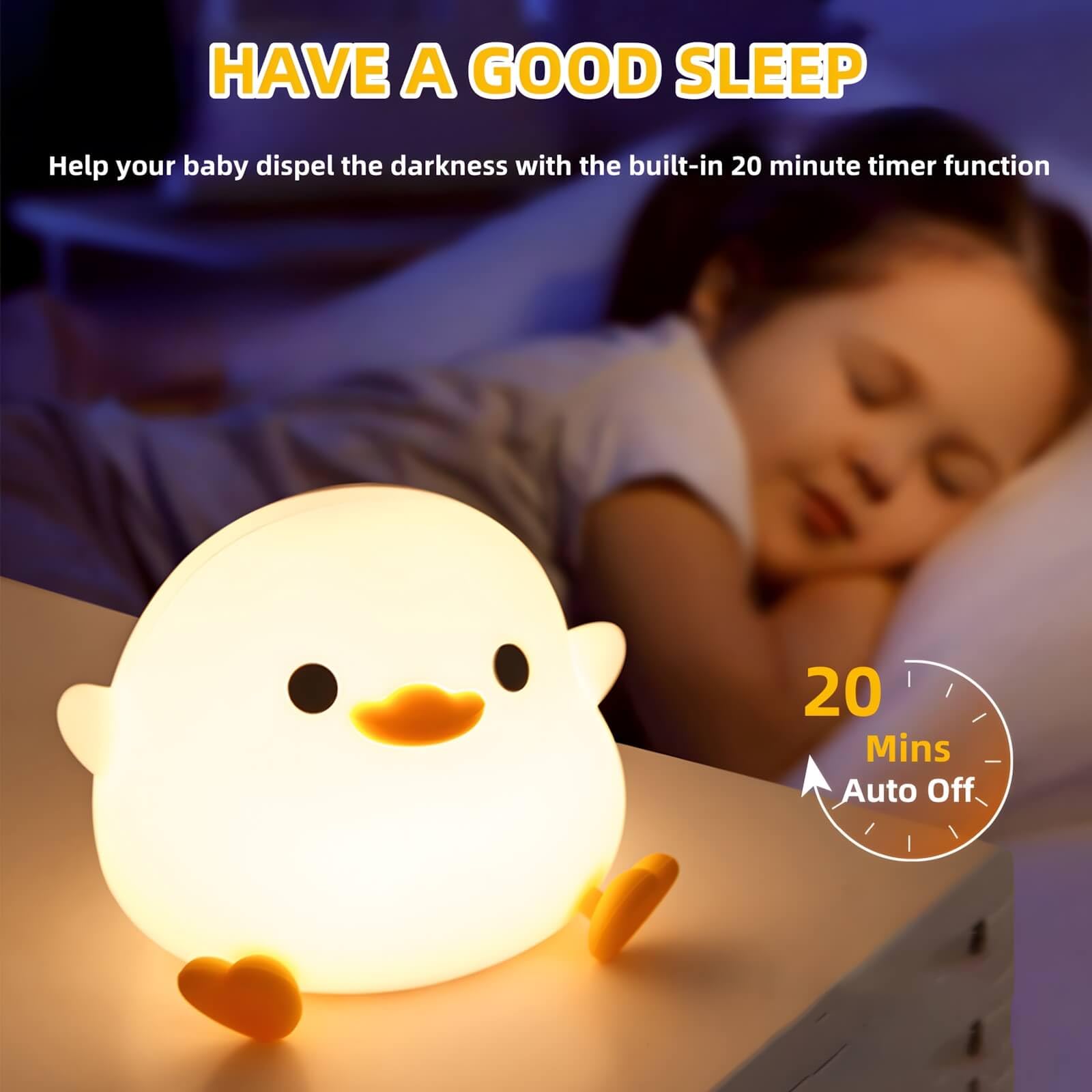 Daixinde Dodo Duck Night Light, Cute Duck Lamp, Rechargeable Dimmable Nightlight, Silicone Led Bedside Lamp Nursery Nightlight With 20 Minutes Timer And Touch-Sensitive For Bedrooms, Living Room