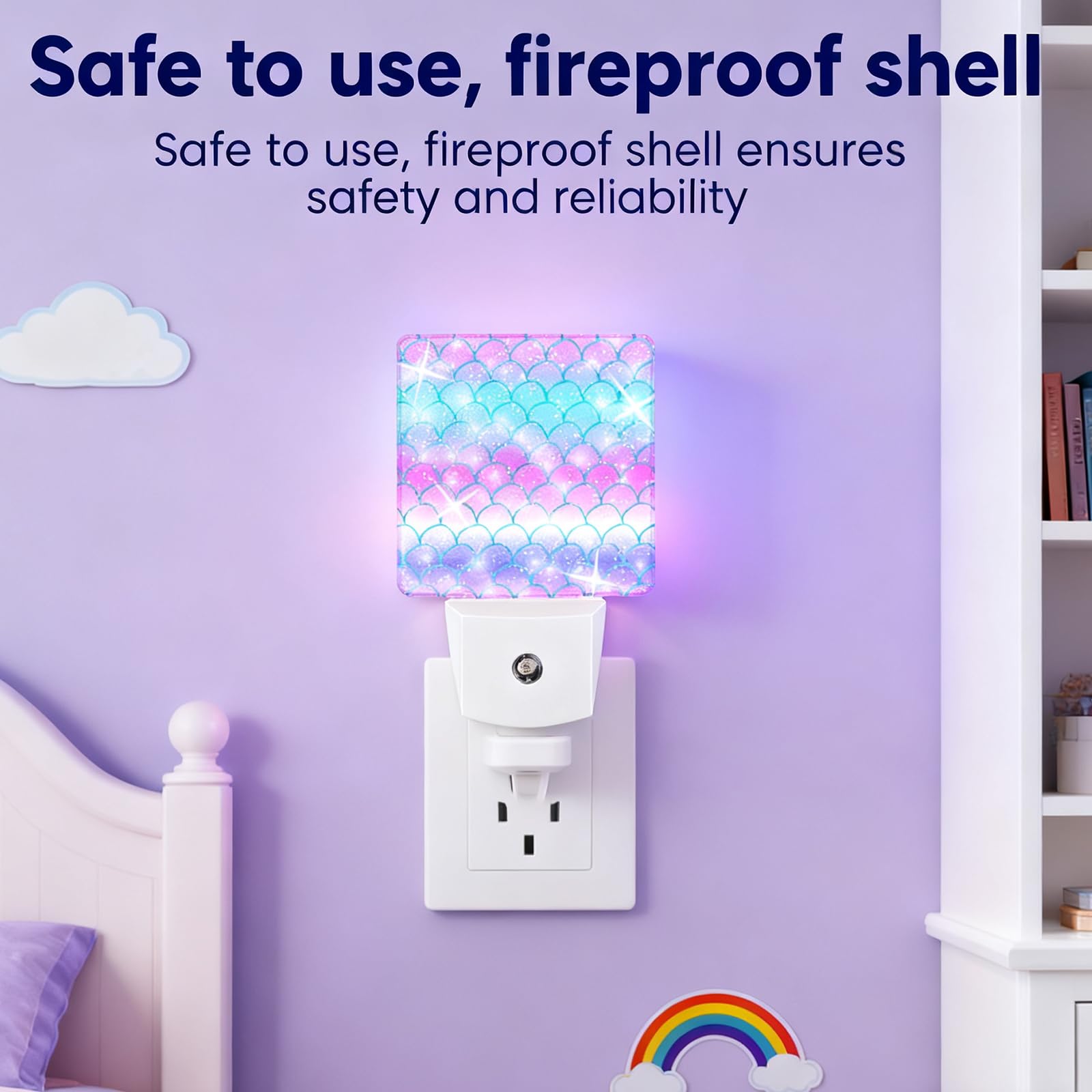 Caifujiqi Night Light - Plug-in Dusk to Dawn LED Lamp, Smart Sensor, Energy Efficient, Starfish 4 Model, White, for Bedroom, Bathroom, Hallway