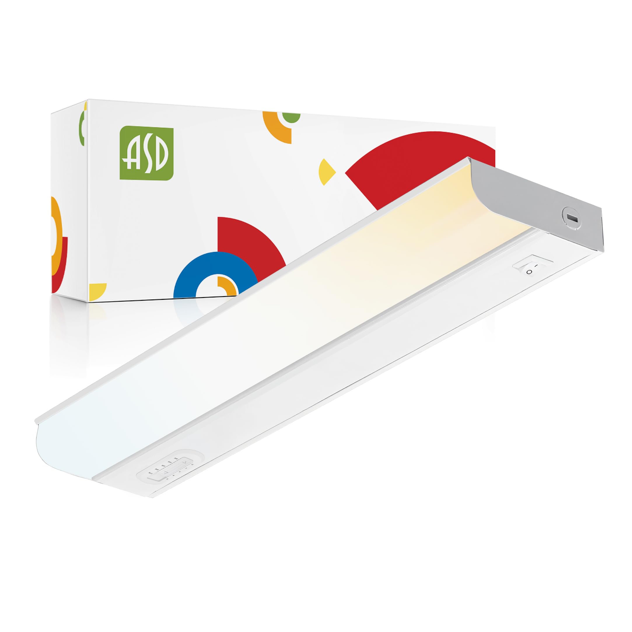 ASD 18 Inch LED Under Cabinet Lighting Hardwired, On/Off & Color Temp Switch, 10W 807LM, 5 CCT 2700K-5000K CRI90+, Dimmable Unde