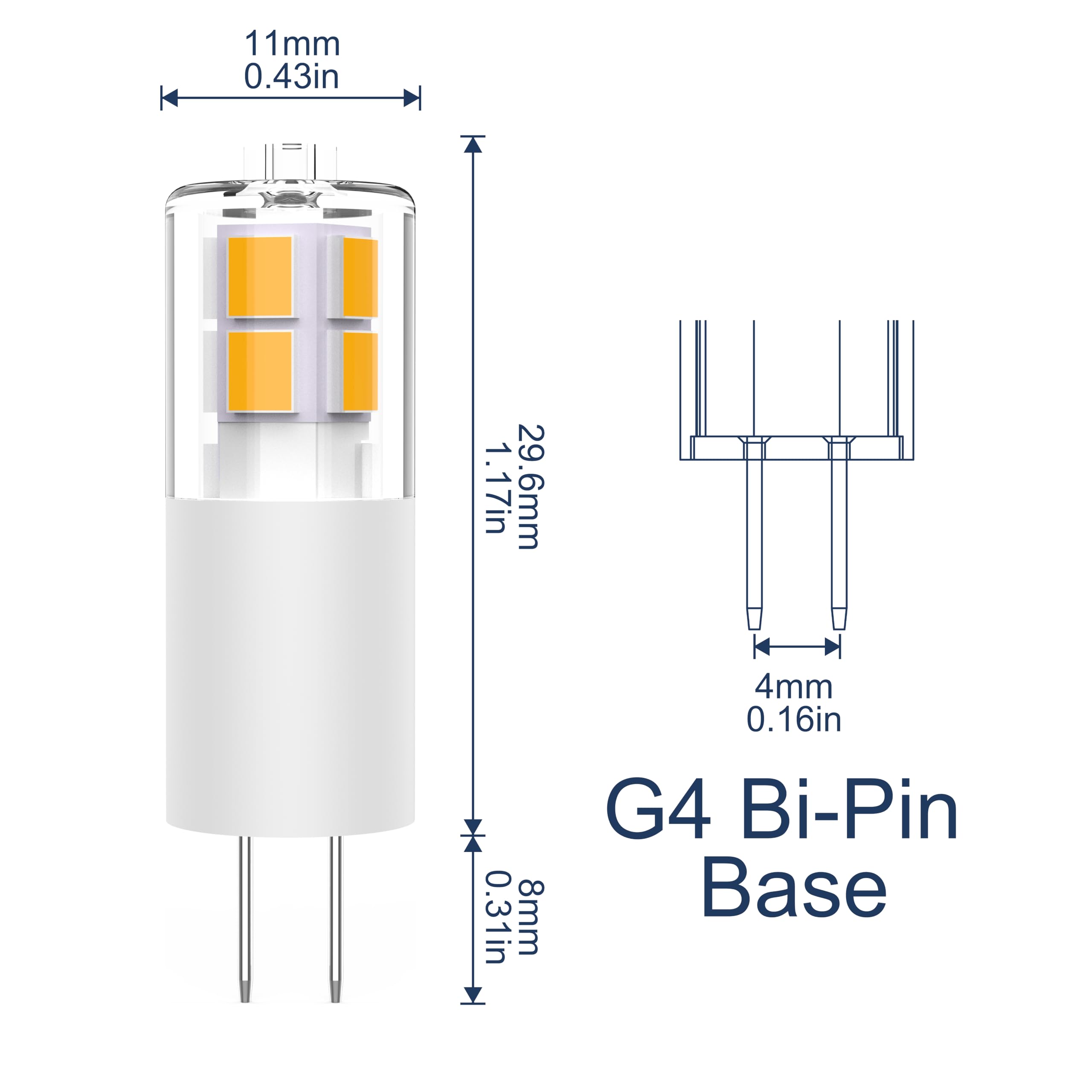 Baoming 12Pcs G4 Led Bulb 12V 3W Jc Bi-Pin Base, 20W-35W T3 G4 Halogen Equivalent, 2700K Soft Warm White, No-Flicker 380Lm, Chan