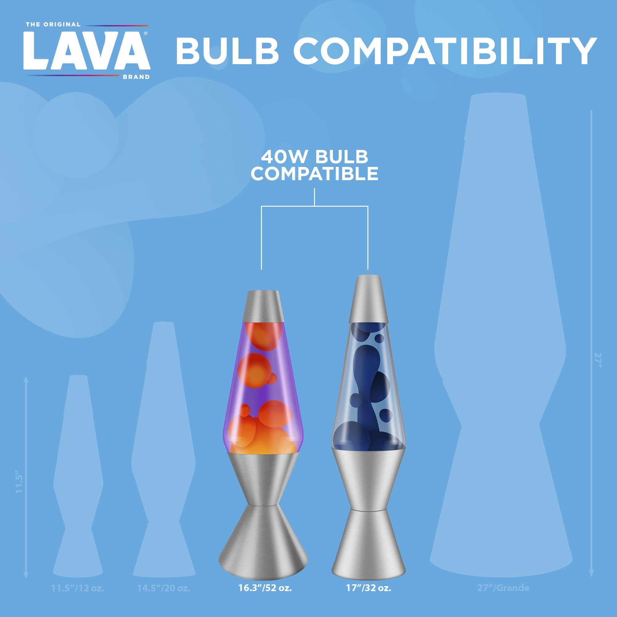 Lava 5032-6 40W Replacement Clear Light Bulb Lamps, 2 Count, Glass