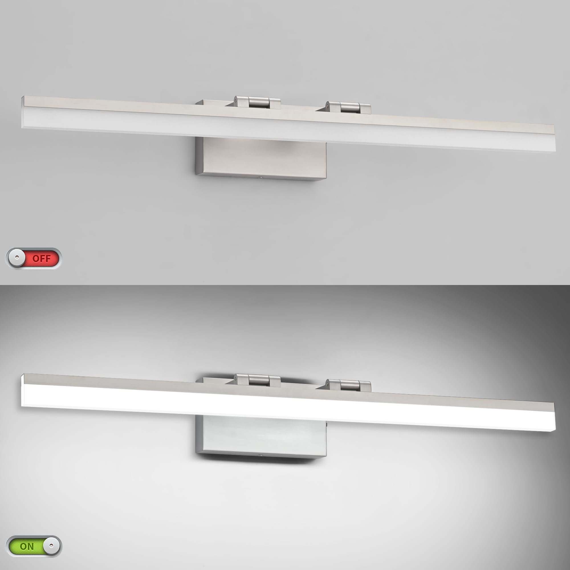 SOLFART Dimmable Bathroom Vanity Light Fixture, 31.5 Inch, 5 Color Temperature, Aluminum, Brushed Nickel, Model 8778-810mm-NK-5CCT