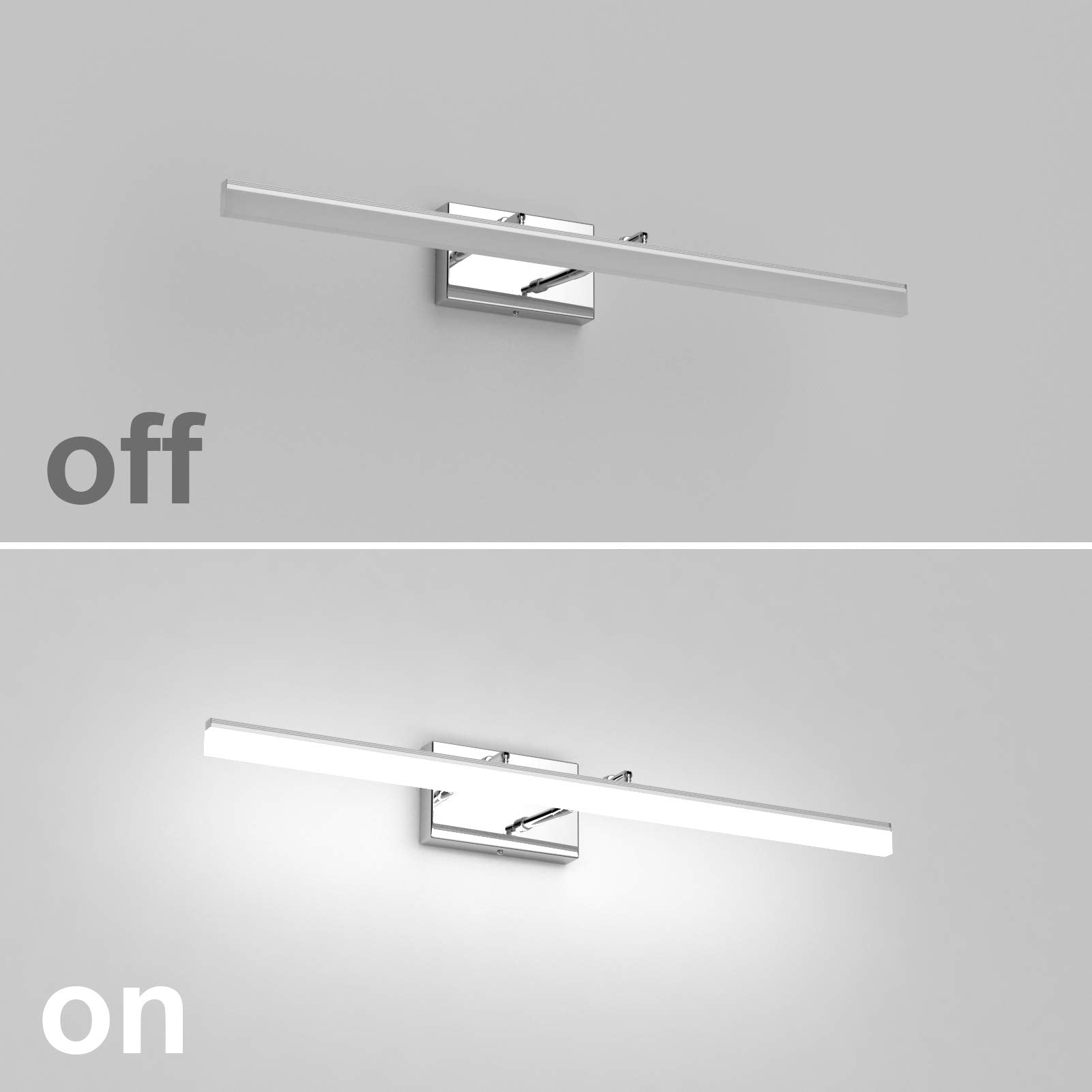 Aipsun 31.5" LED Vanity Light Fixture, Chrome Stainless Steel, Adjustable Bathroom Lighting, Model Ca-6480-80cm, 5500K