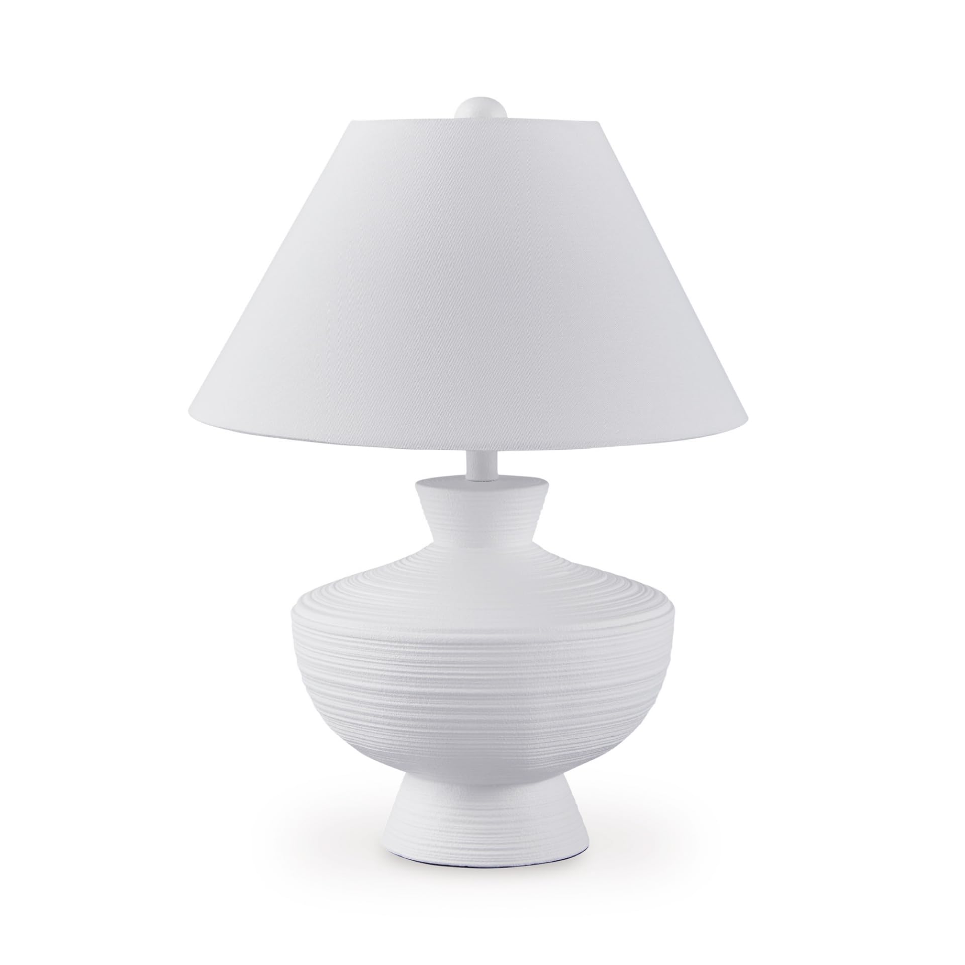 Signature Design by Ashley Harelwood Modern Polyresin Table Lamp with 3-Way Switch, White