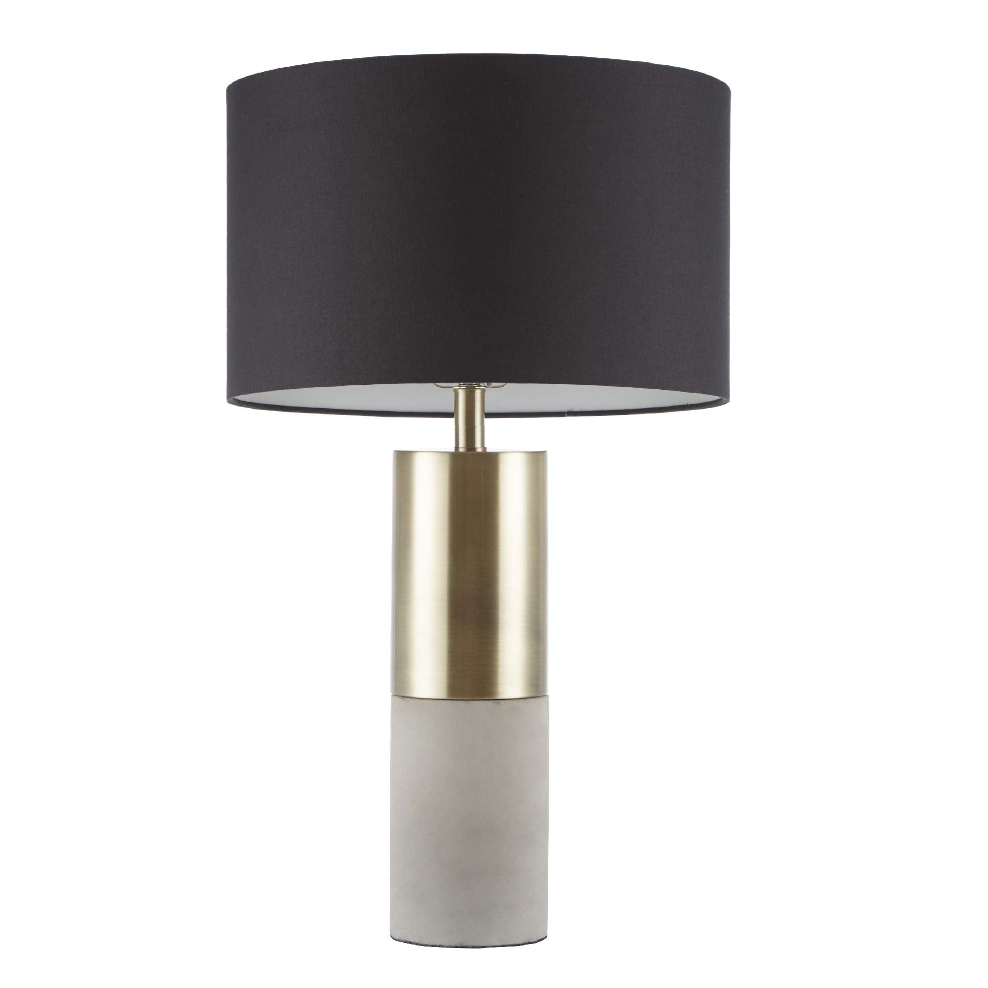 Hampton Hill Desk Lamp - Modern Luxe Gold/Black, 27.5 Tall, Fabric Drum Shade, Concrete Base, Model Mps153-0079