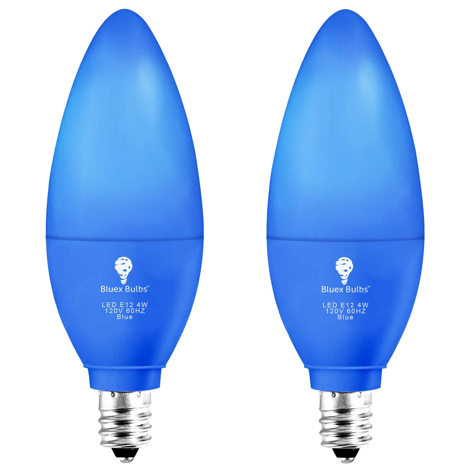 Bluex Bulbs 2 Pack LED Candle Blue Light Bulb 4W E12 Base Party Home Lighting