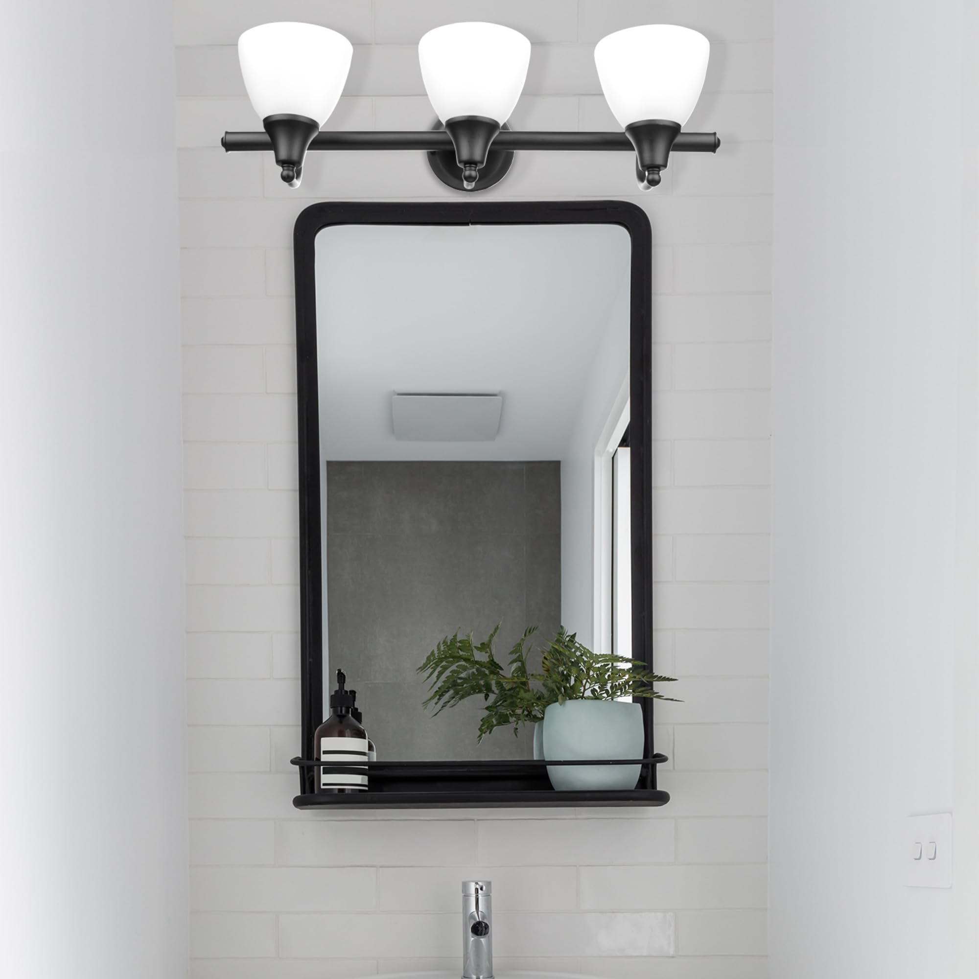 Globe Electric Jayden 5-Piece Bathroom Set, Oil Rubbed Bronze, Frosted Glass, Model 51227, Includes Vanity Light, Towel Bar, and More