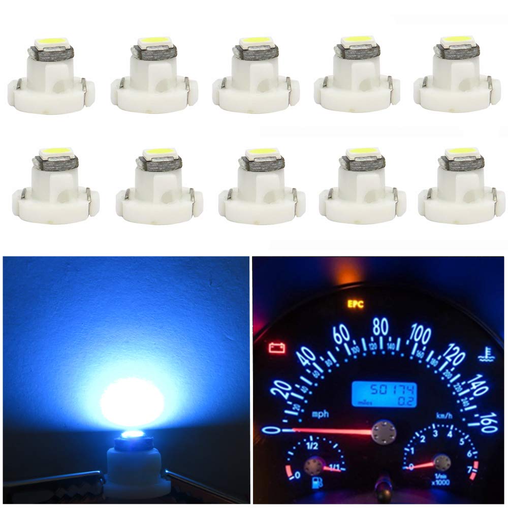 Wljh 10X Ice Blue T4.2 Neo Wedge Led 3030 Chip 10Mm Base Car Instrument Cluster Led Bulb Dashboard Gauge Bulb Hvac Ac Heater Cli