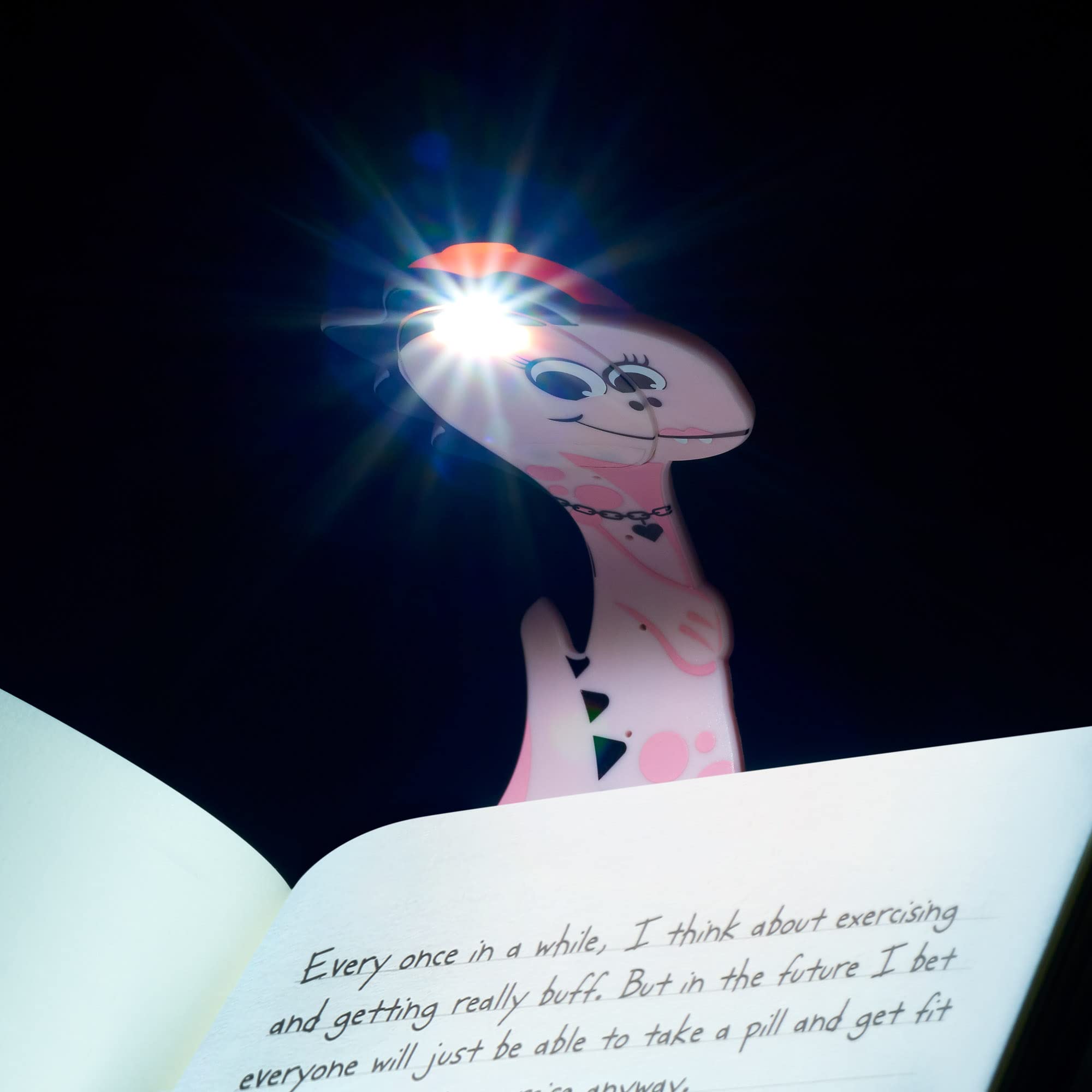 Gifts For Readers & Writers Bookmark Reading Light Dino Pink - 2In1 Clip On Bookmark Kids Book Light For Reading Night In Bed, T