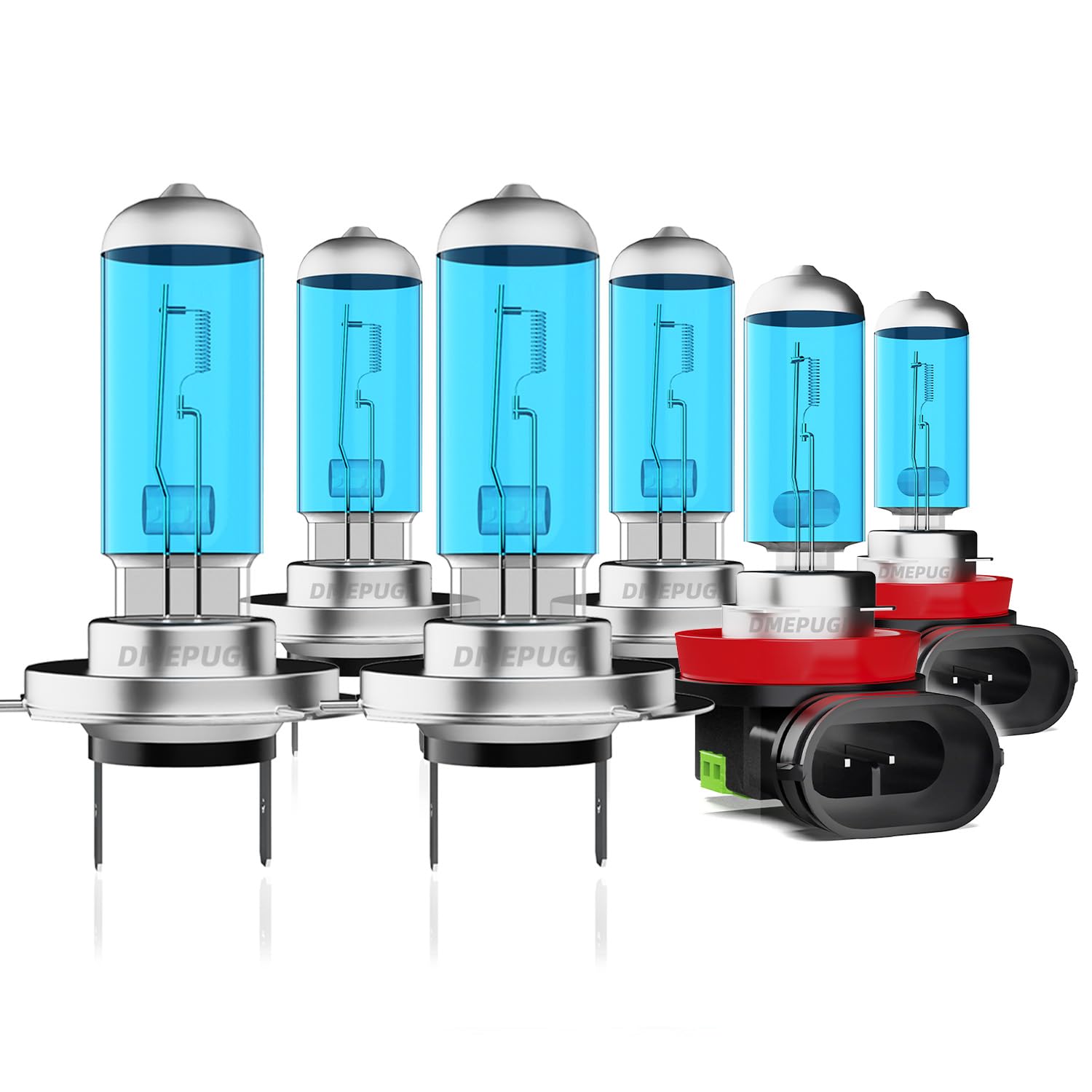 DMEPUGI Headlight Bulbs Compatible With Sonata 2011-2014 Lights, H7 High Beams + H7 Low Beam Halogen Headlights and H11 Fog Ligh