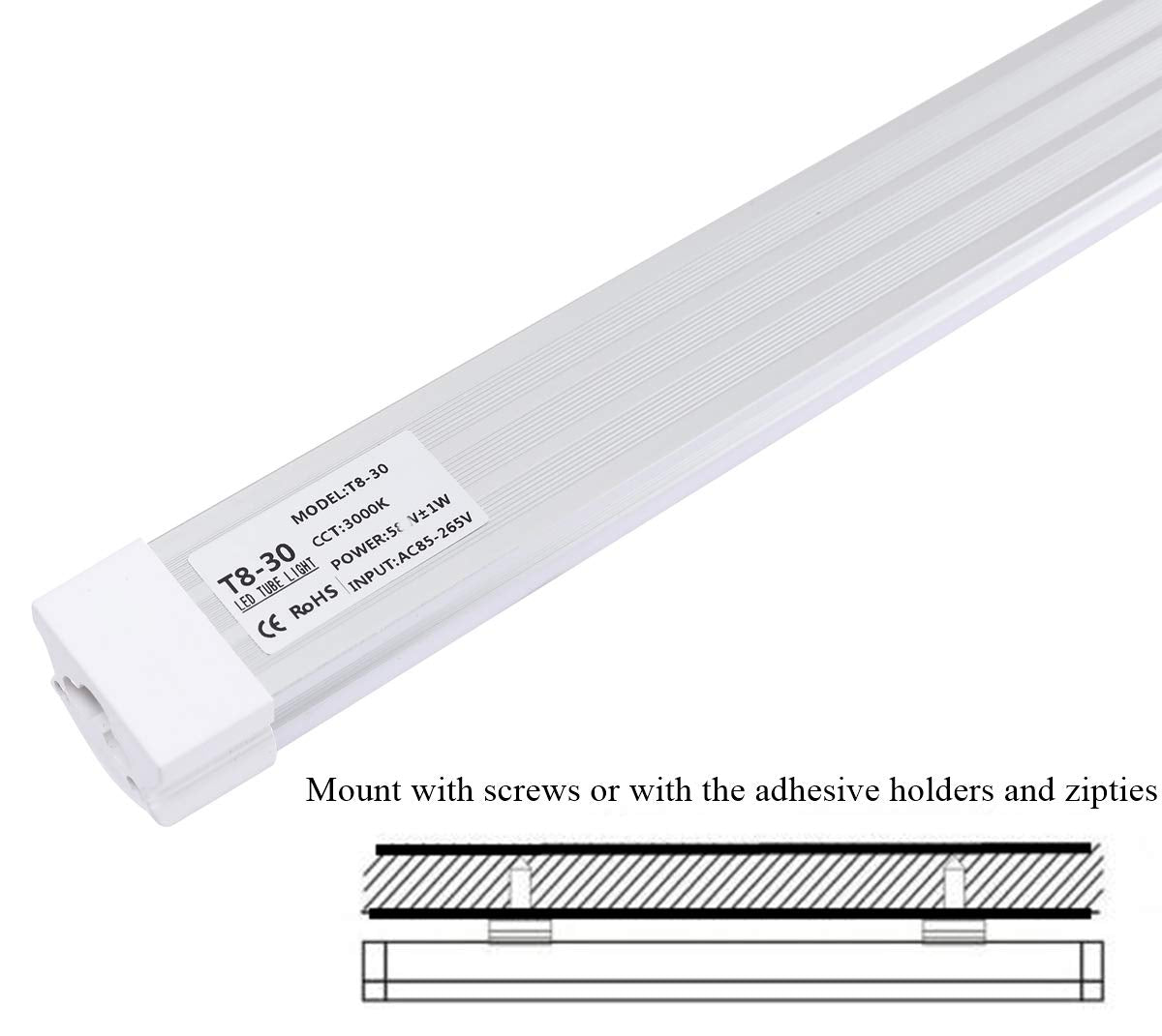 Ledytech 12inch LED Under Cabinet Light Fixture, 1200 LM, Aluminum, White 6000-6500K, 1-Pack