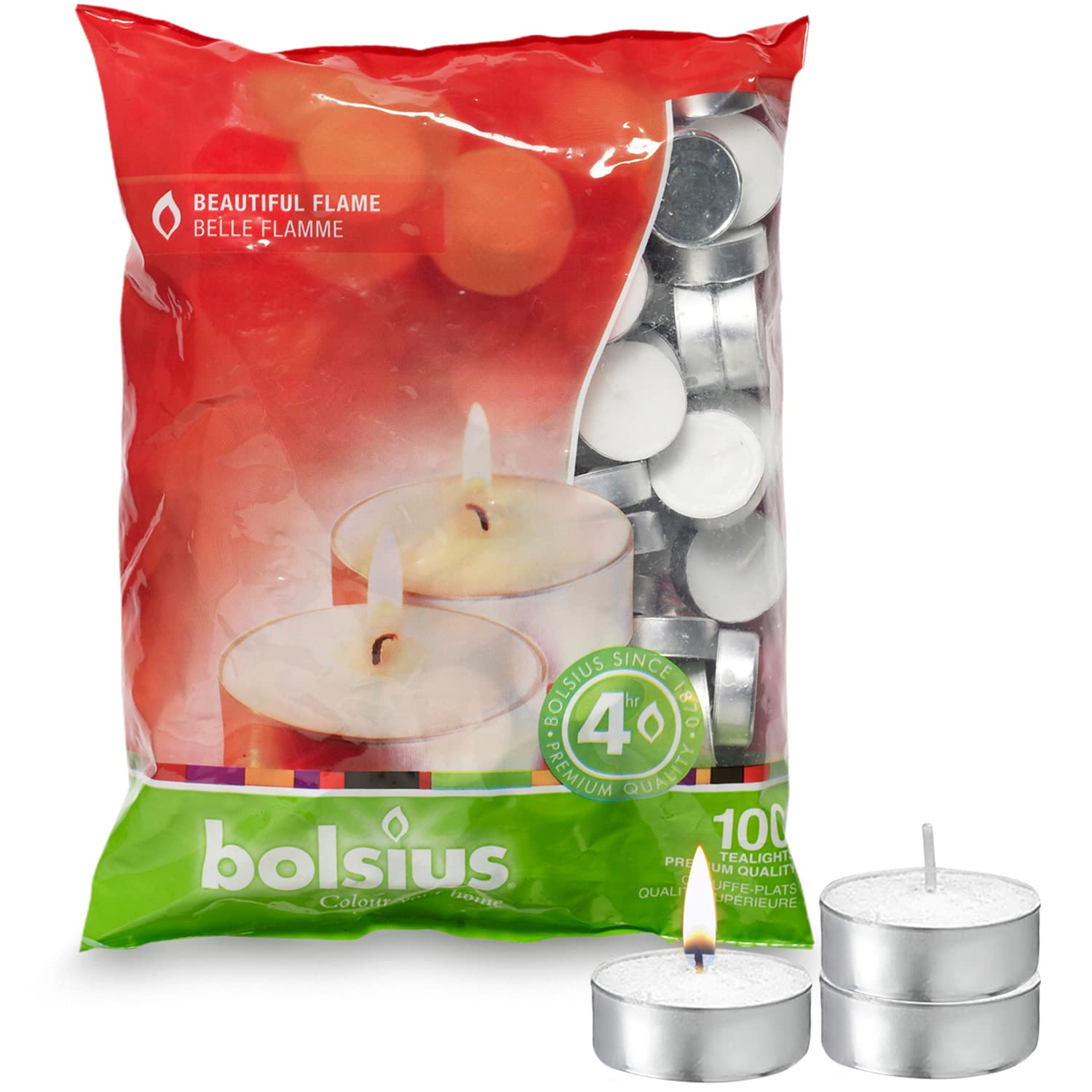 Bolsius Smokeless Tea Light Candles – 100 Count, Long-Lasting Tealight Candles Unscented With Cotton Wicks & 4 Hour Burn – Wax Tea Lights Candles In Bulk For Parties, Weddings, Home Decor, & More